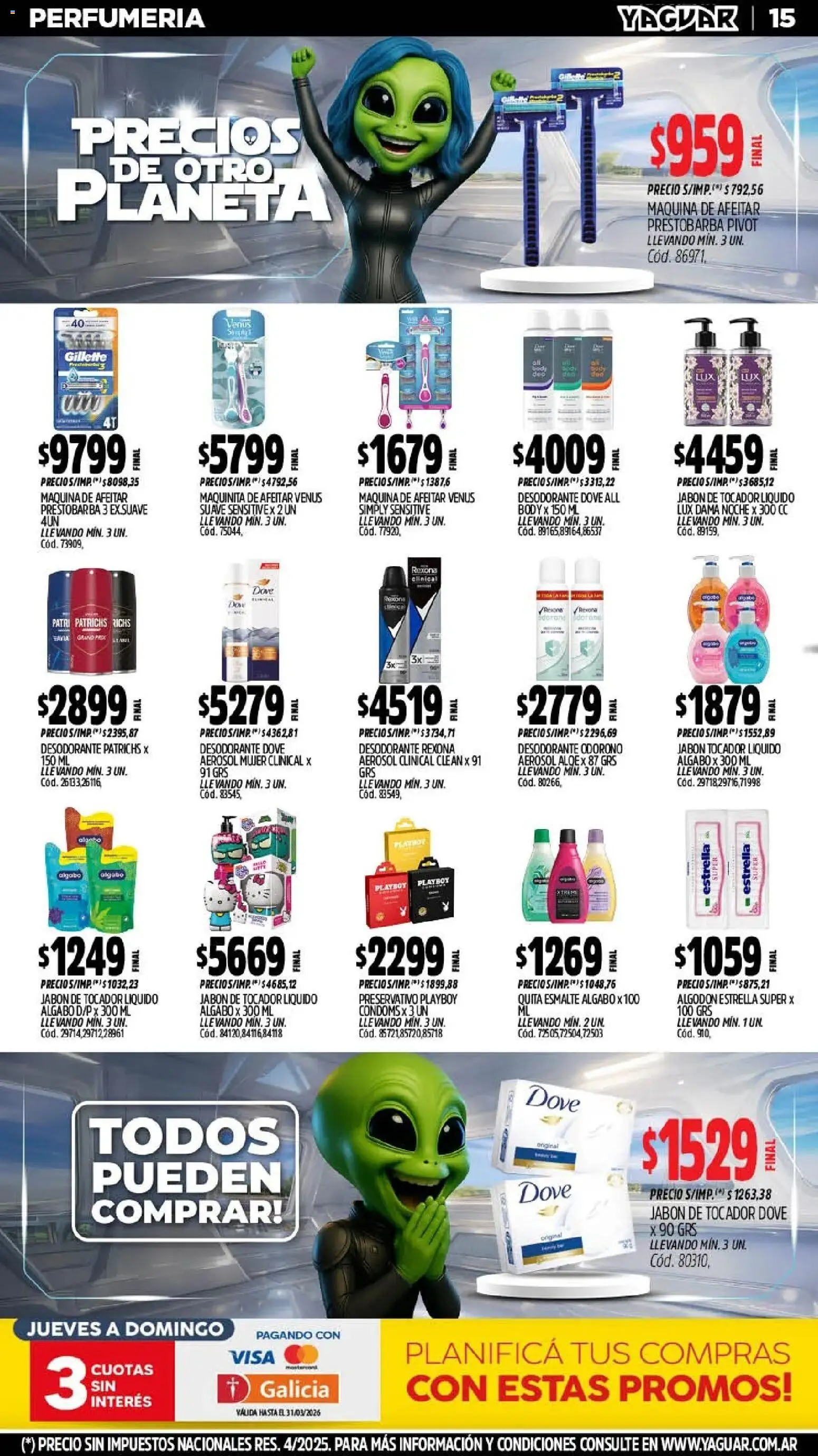 Yaguar - Oferta Semanal Jujuy │ válido desde el 09.03.2026 | Página: 15 | Productos: Body, Maquina de afeitar, Jabón, Desodorante