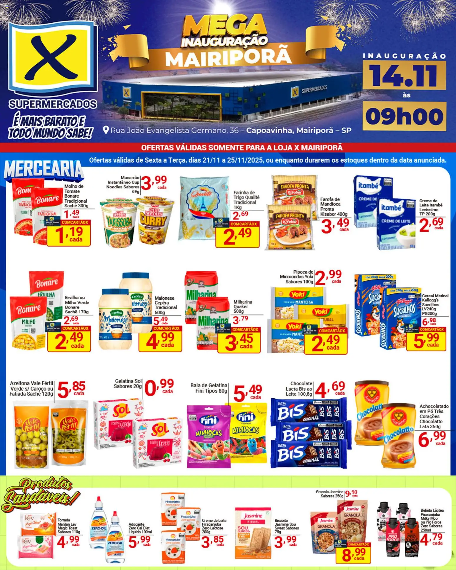 X Supermercados Folheto - válido de 21.11.2025 | Página: 1 | Produtos: Ervilha, Pó, Creme de leite, Pipoca