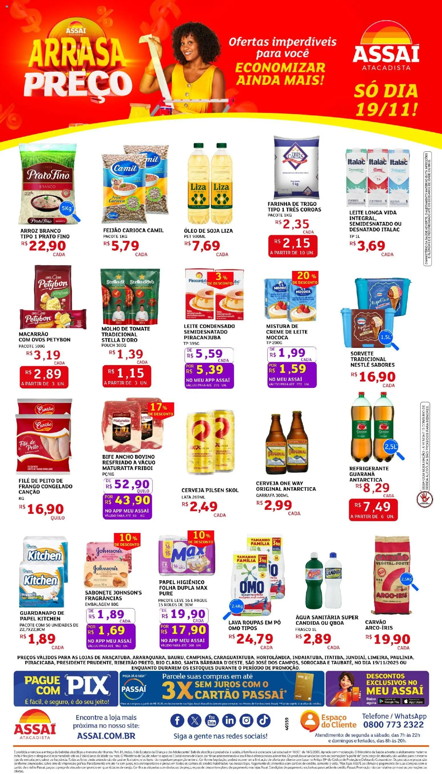 Assaí Atacadista Folheto - válido de 19.11.2025 | Página: 1 | Produtos: Óleo, Roupas, Leite condensado, Guardanapo
