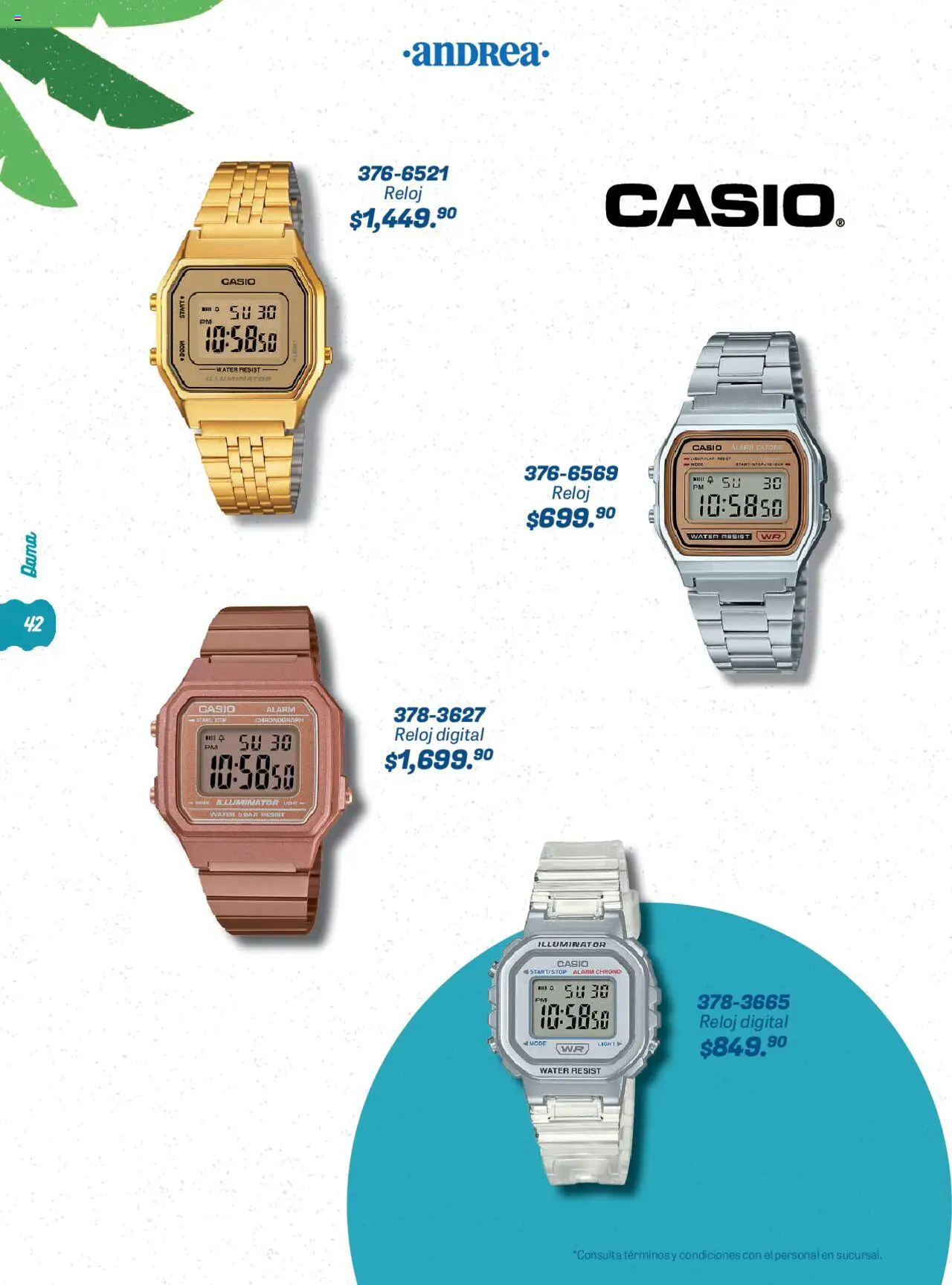 Nuevas ofertas de Andrea válidas en toda la República Mexicana desde el 22.06.2025. ¡Encuentra las mejores ofertas en Andrea catálogo Summer Time! | Página: 42 | Productos: Reloj