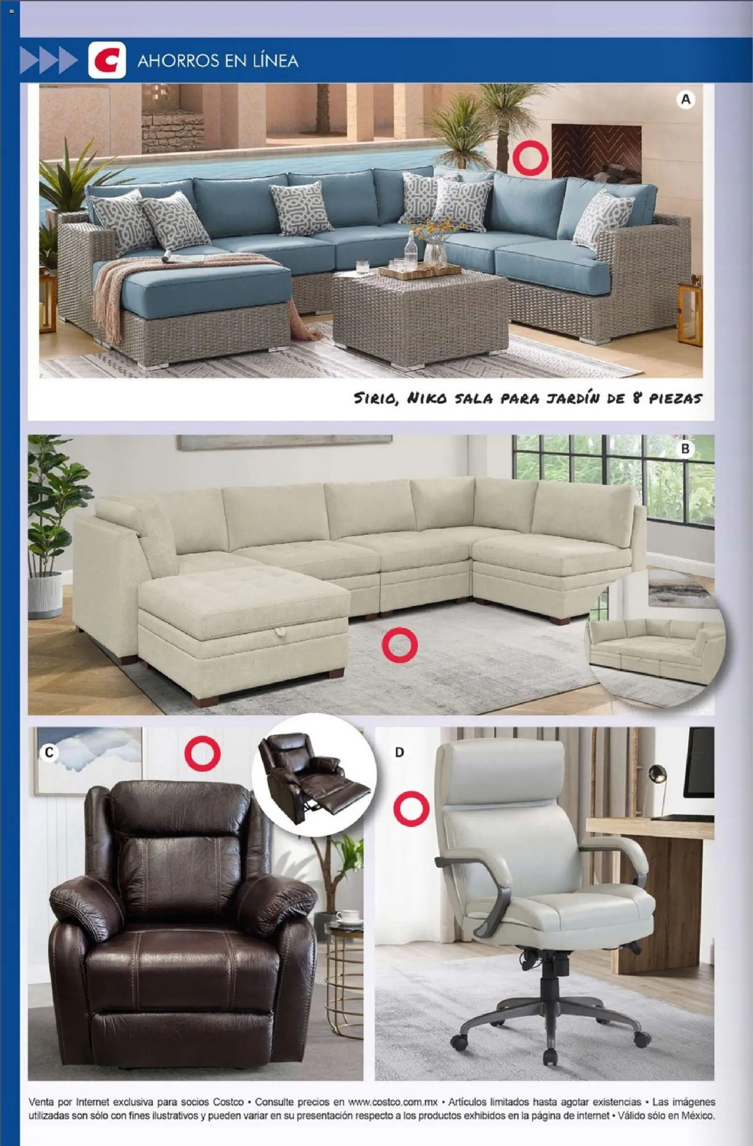 Nuevas ofertas de Costco válidas en toda la República Mexicana desde el 01.12.2025. ¡Encuentra las mejores ofertas en Costco Revista Diciembre! | Página: 122 | Productos: Sofá
