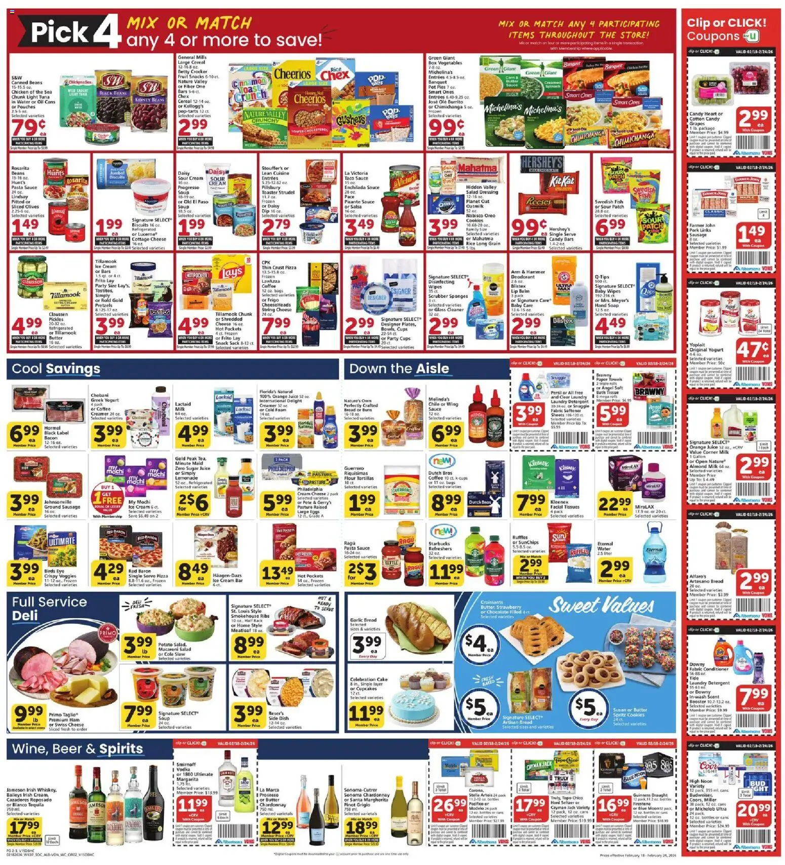 Vons Weekly Ad - valid from 18.02.2026 | Page: 3 | Products: Conditioner, Juice, Cottage cheese, Grapes