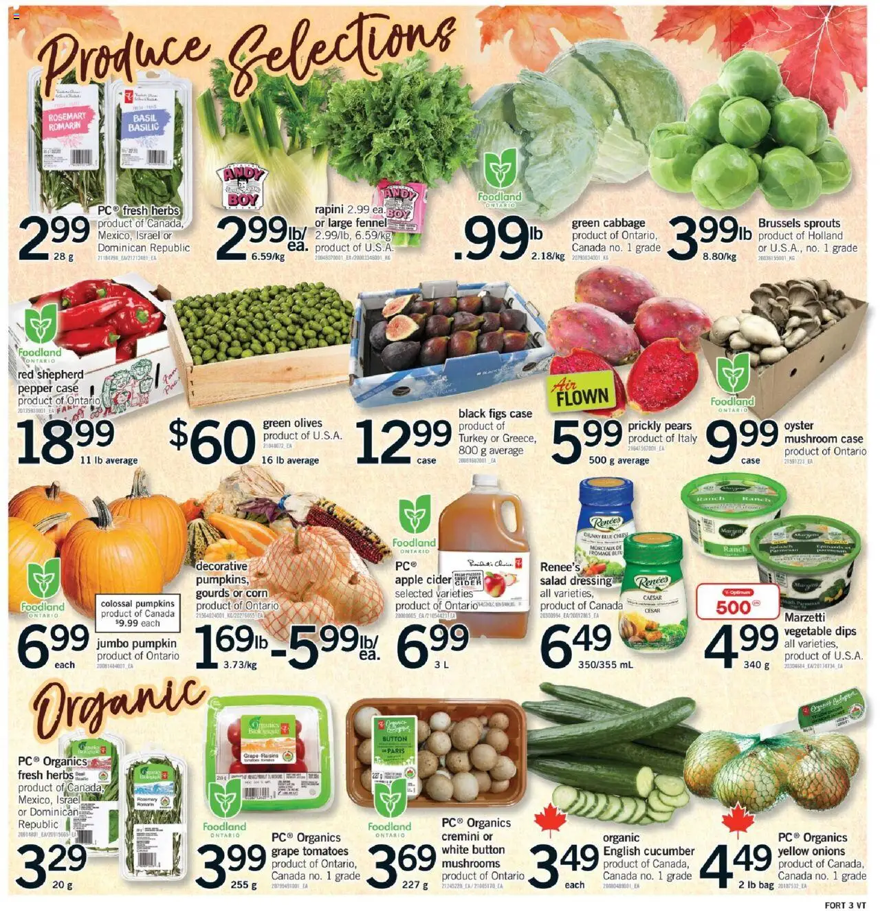 Fortinos flyer valid from 02.10.2025 | Page: 4 | Products: Salad, Turkey, Cheese, Tomatoes