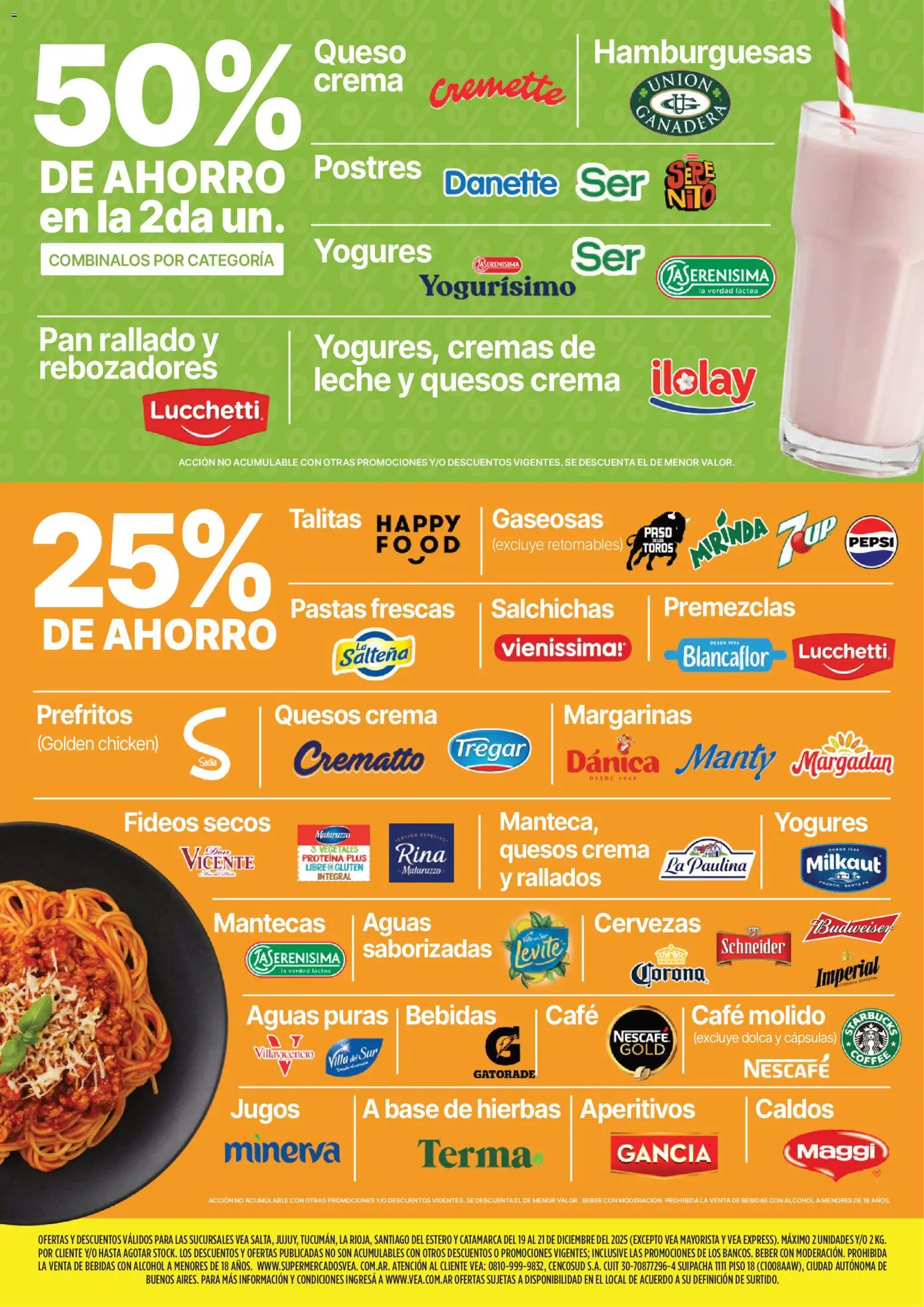 Vea - Oferta fin de semana │ válido desde el 19.12.2025 | Página: 5 | Productos: Leche, Queso, Fideos, Crema