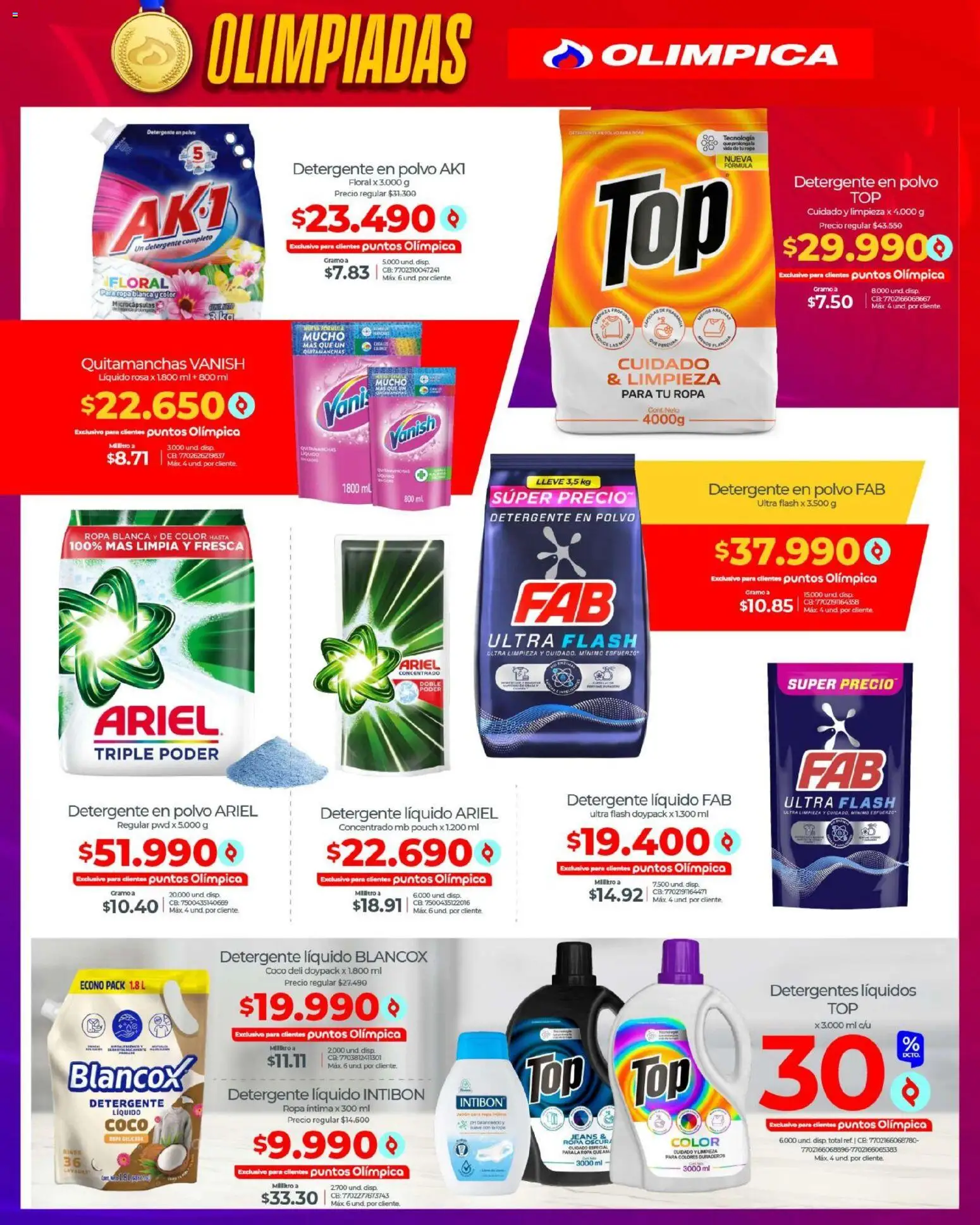 Olímpica revista - valida desde el 13.02.2026 | Página: 24 | Productos: Polvo, Quitamanchas, Detergente, Ropa