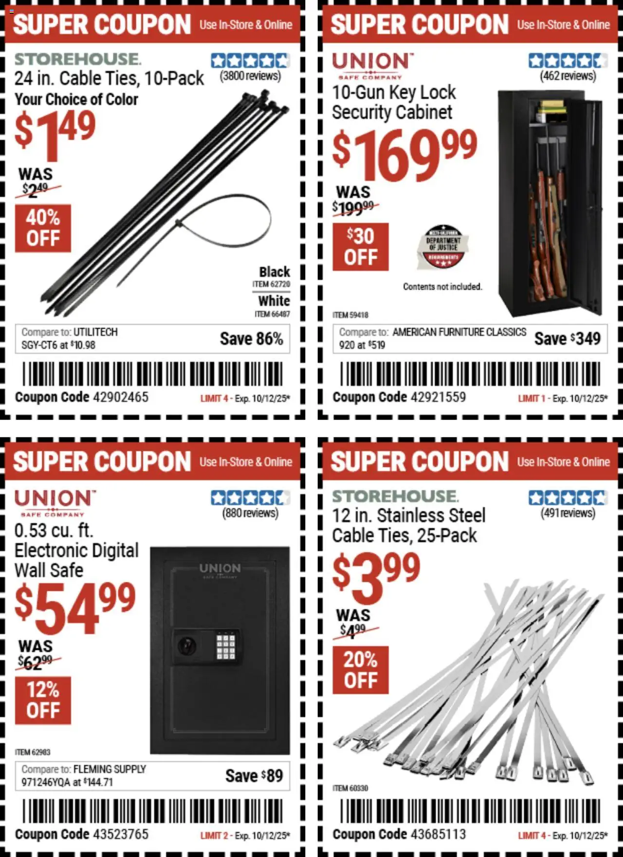 Harbor Freight Coupon Deals - valid from 29.09.2025 | Page: 14 | Products: Safe, Cable