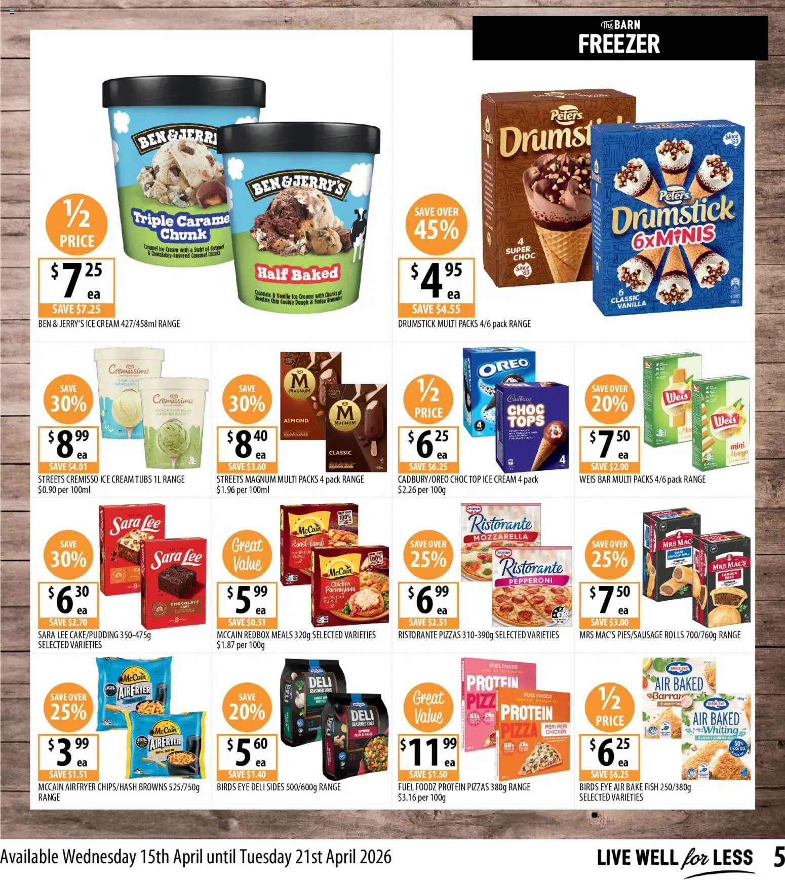 Supabarn catalogue - valid from 15.04.2026 | Page: 5 | Products: Chocolate, Pizza, Cream, Ice cream