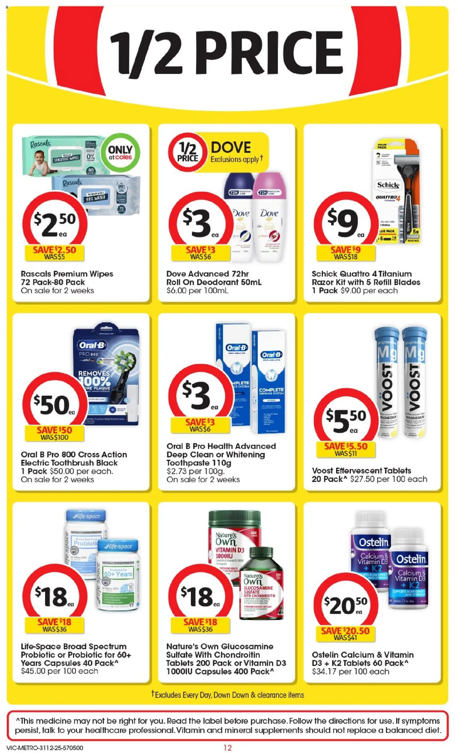 Coles catalogue - valid from 31.12.2025 | Page: 13 | Products: Toothpaste, Razor, Water, Toothbrush