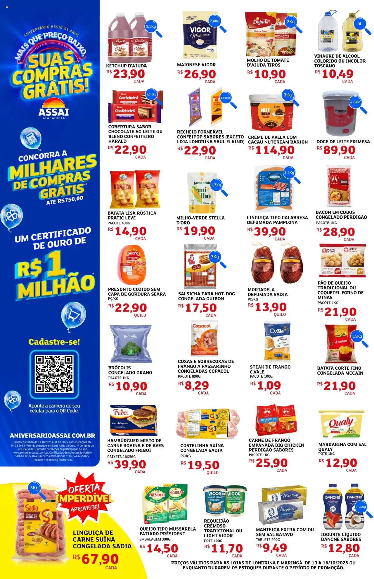 Assaí Atacadista Folheto - válido de 13.10.2025 | Página: 2 | Produtos: Forno, Carne, Creme, Mussarela