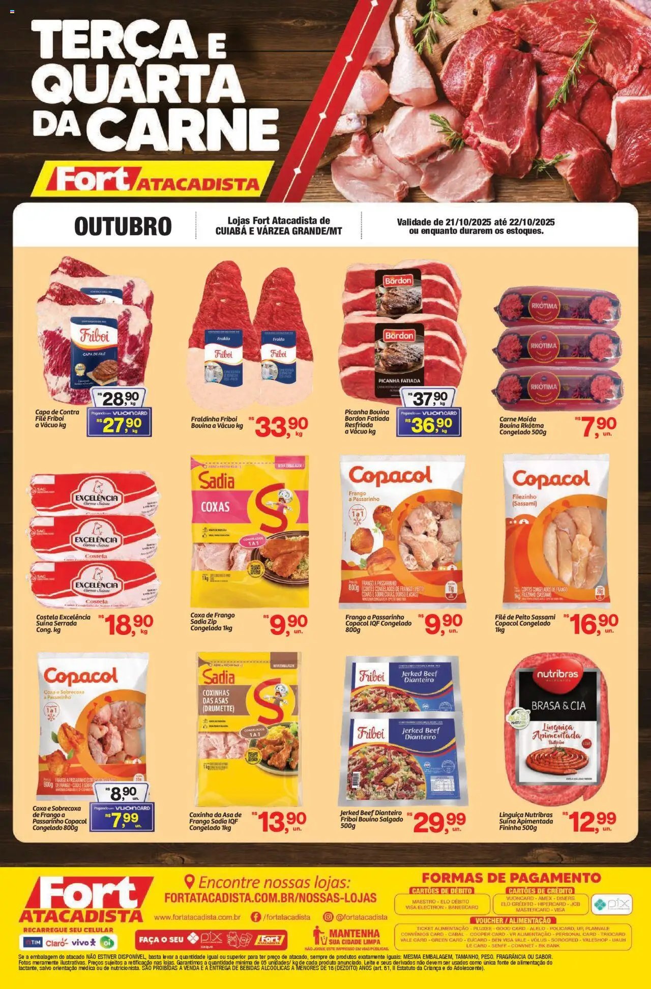 Fort Atacadista Folheto - válido de 21.10.2025 | Página: 1 | Produtos: Coxa de frango, Fraldinha, Picanha, Faca