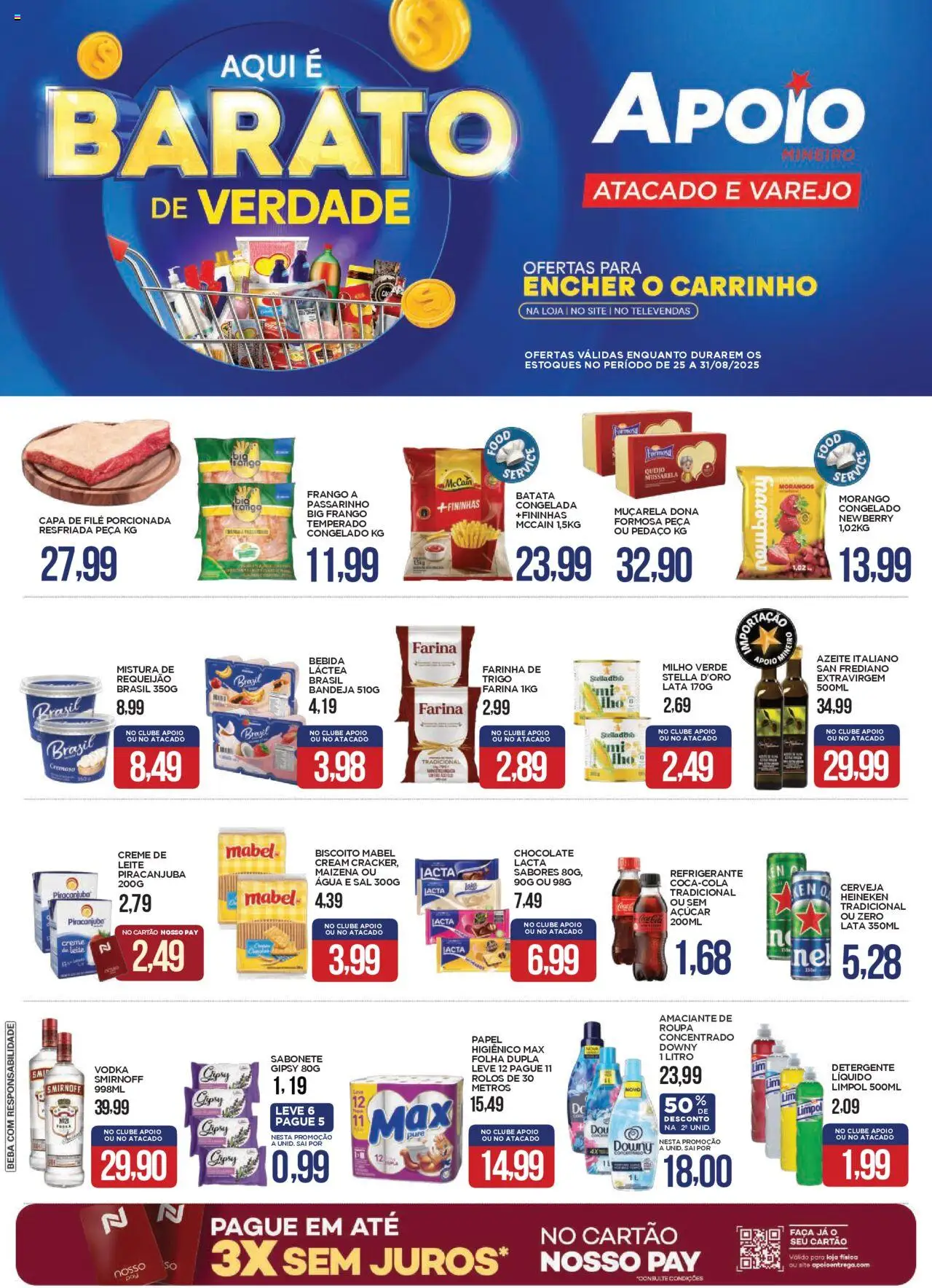 Apoio Mineiro Folheto - válido de 25.08.2025 | Página: 1 | Produtos: Milho verde, Cerveja, Bebida, Sal