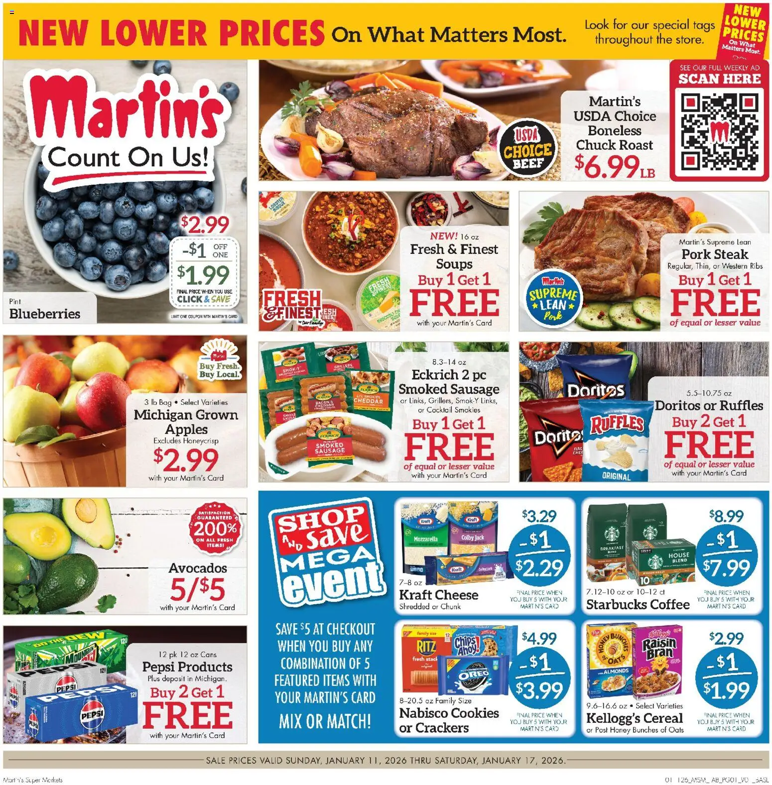 Martin’s - Next Ad - IN - valid from 11.01.2026 | Page: 1 | Products: Cheese, Coffee, Sausage, Pc