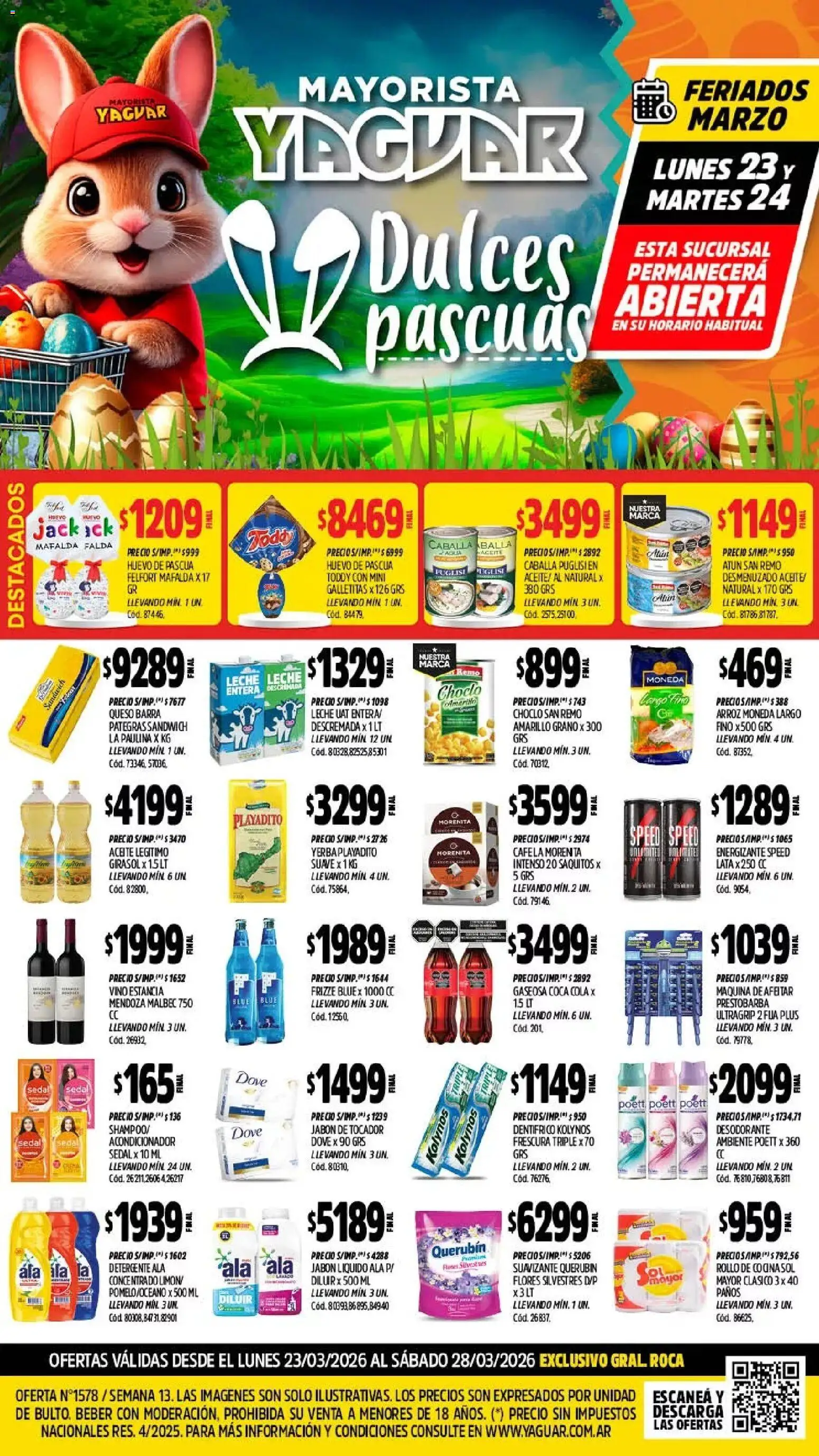 Yaguar - Oferta Semanal General Roca │ válido desde el 23.03.2026 | Página: 1 | Productos: Yerba, Detergente, Vino, Crema
