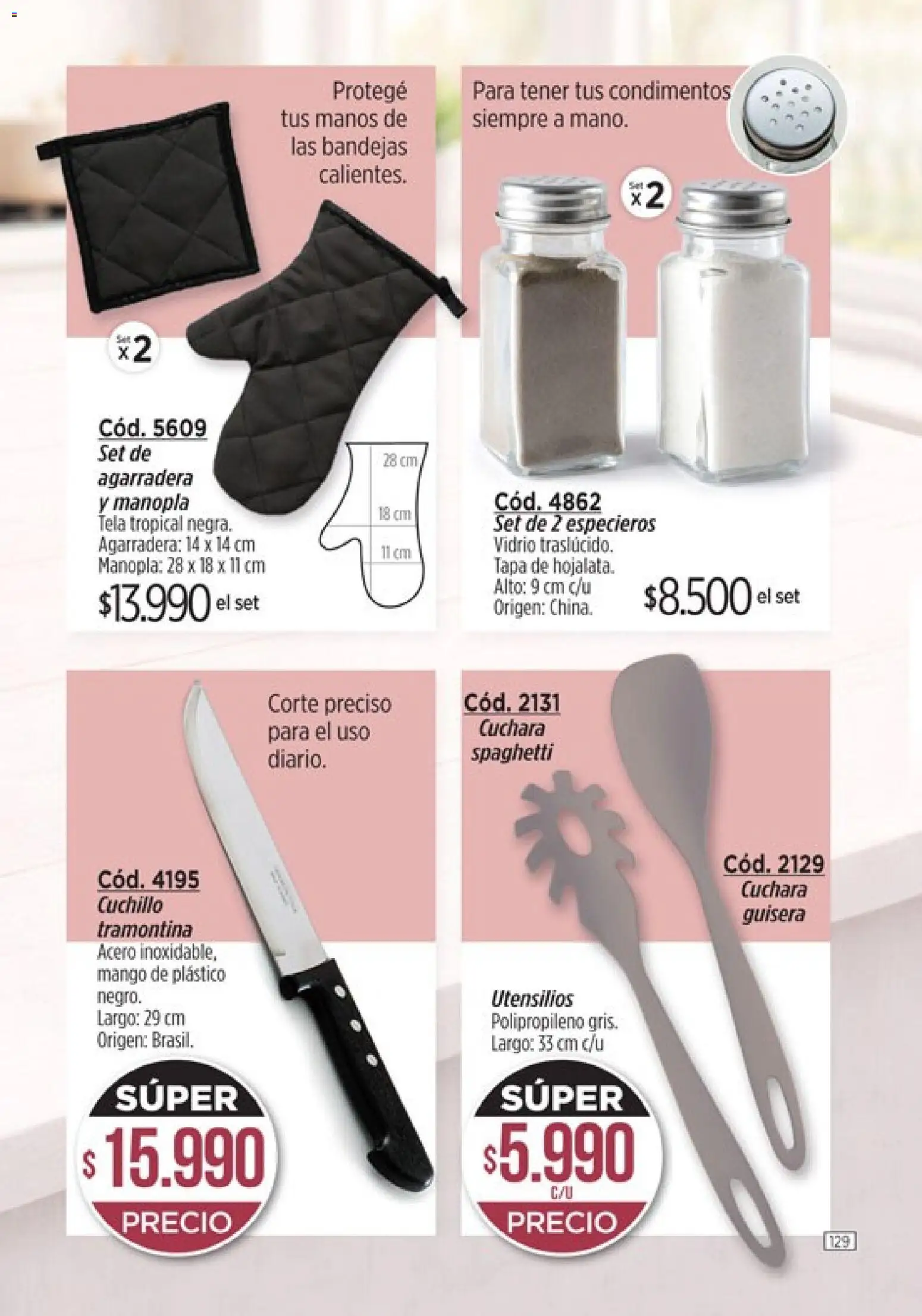 Catálogo Amodil Campaña 6 │ válido desde el 04.03.2026 | Página: 129 | Productos: Cuchara, Cuchillo, Manopla, Mango