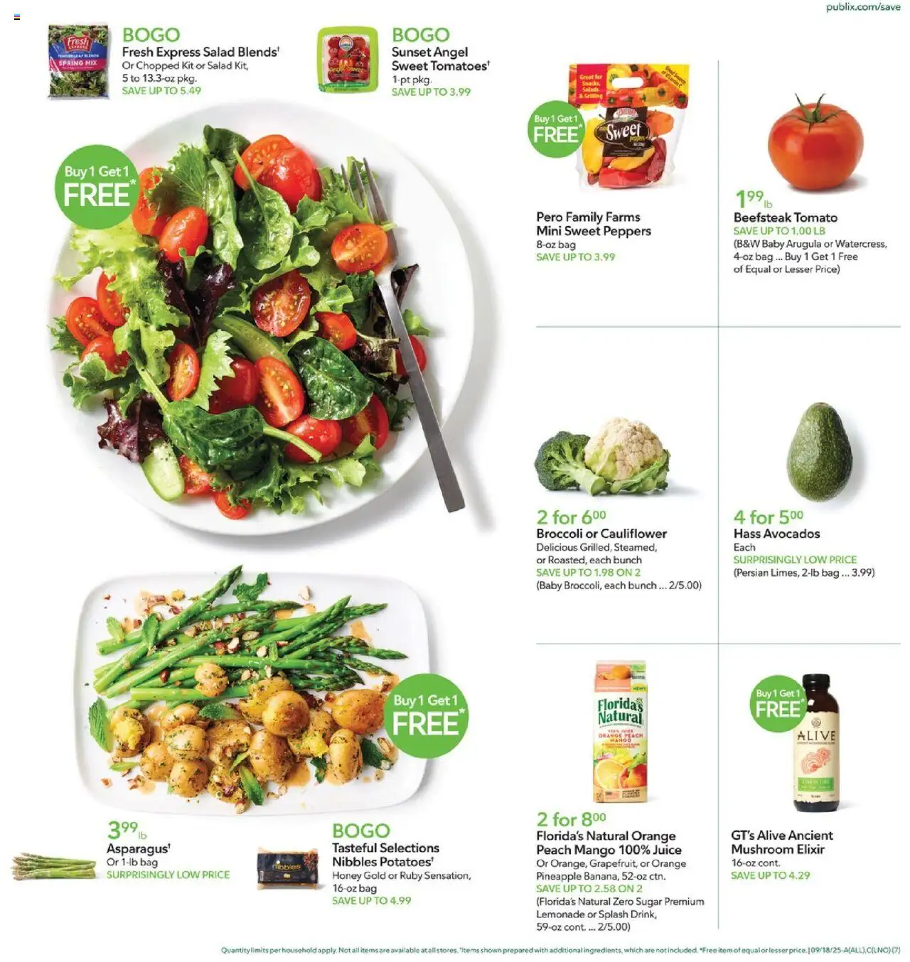 Publix Weekly Ad - valid from 17.09.2025 | Page: 7 | Products: Pineapple, Lemon, Mango, Cauliflower