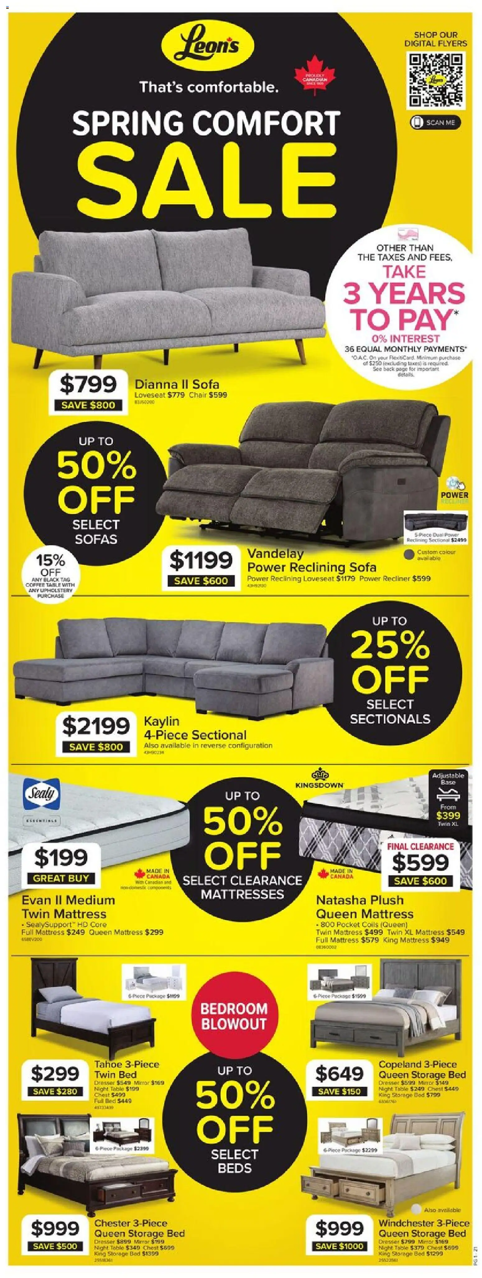 Leon's weekly flyer / circulaire flyer valid from 19.03.2026 | Page: 1 | Products: Bed, Sofa, Coffee table, Table