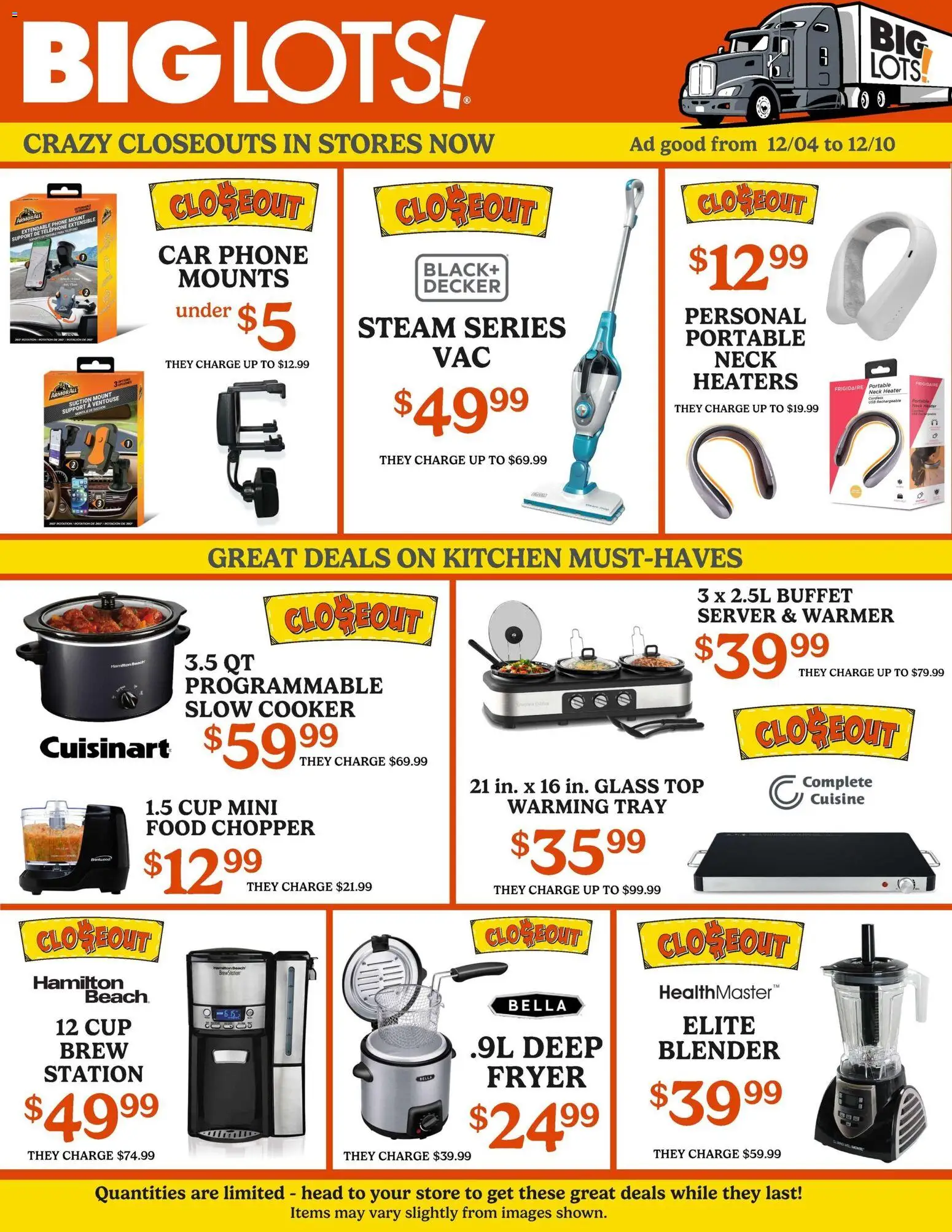 Big Lots Weekly Ad - valid from 04.12.2025 | Page: 3 | Products: Fryer, Blender, Usb, Telephone