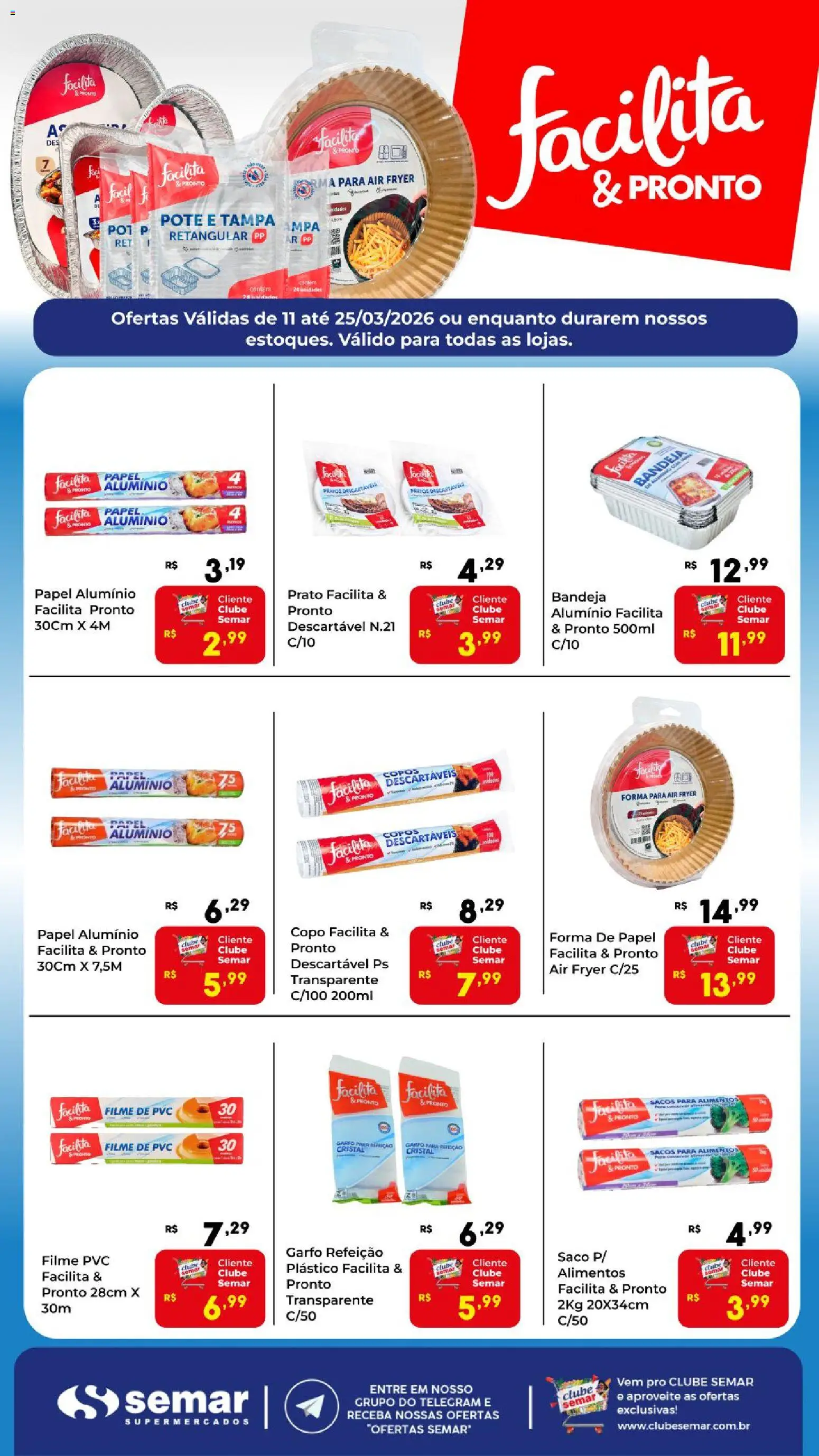 Semar Supermercado Folheto - válido de 11.03.2026 | Página: 1 | Produtos: filme de PVC, Air fryer, Bandeja, Copos