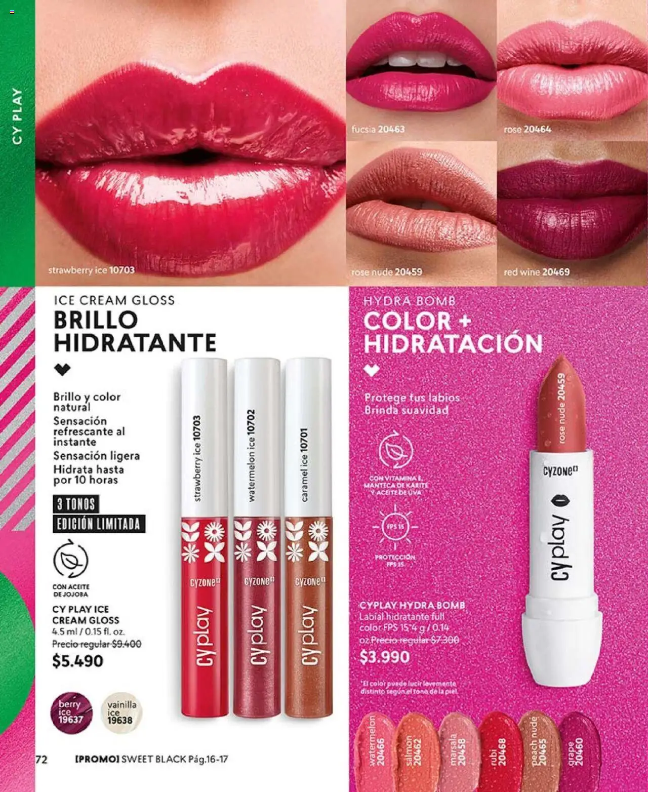 Catálogo CyZone Campaña 17 │ válido desde el 14.10.2025 | Página: 72 | Productos: Brillo, Uva, Labial, Aceite