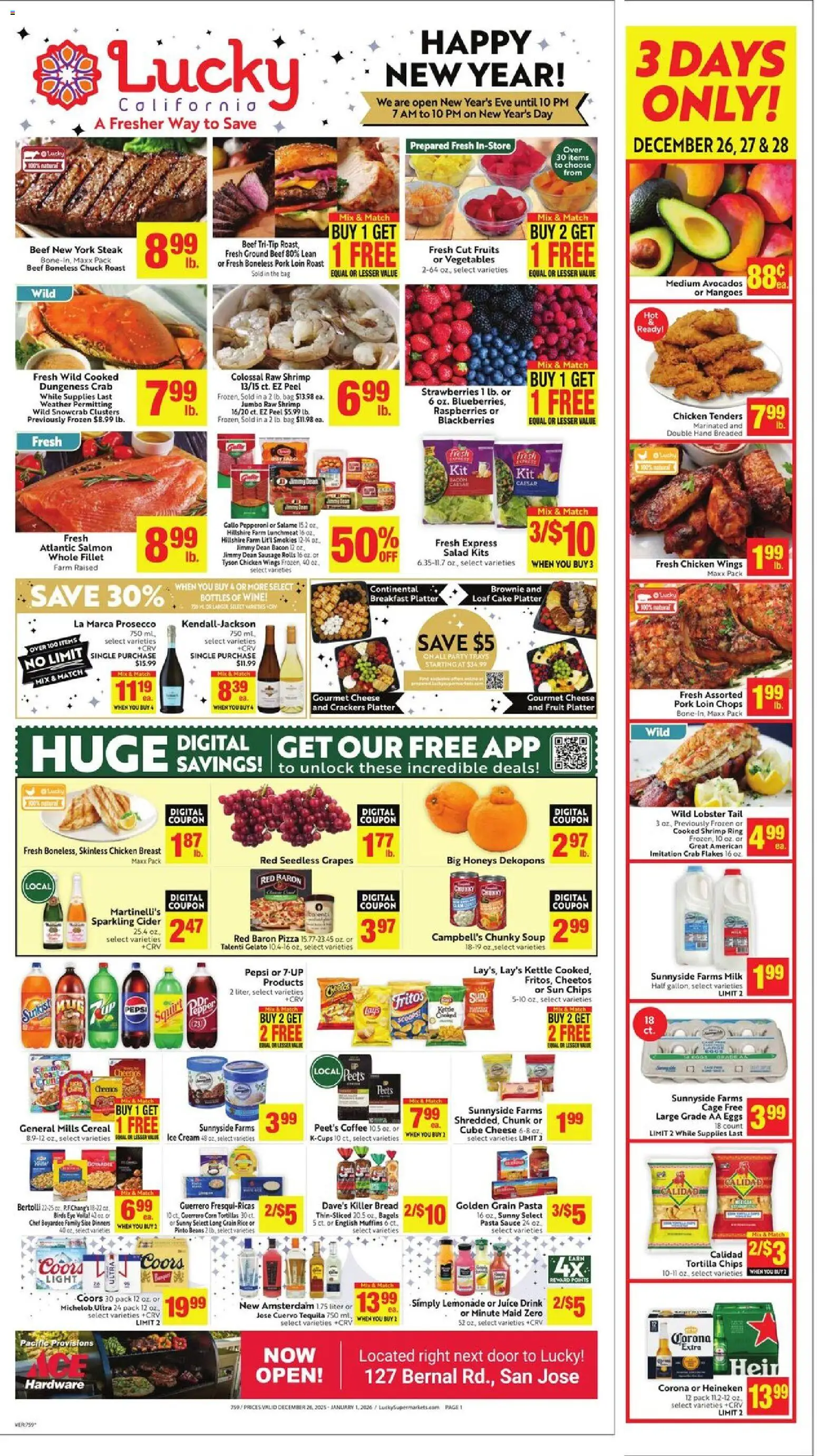 Lucky Supermarkets Weekly - valid from 26.12.2025 | Page: 1 | Products: Rice, Ice cream, Salad, Pepper