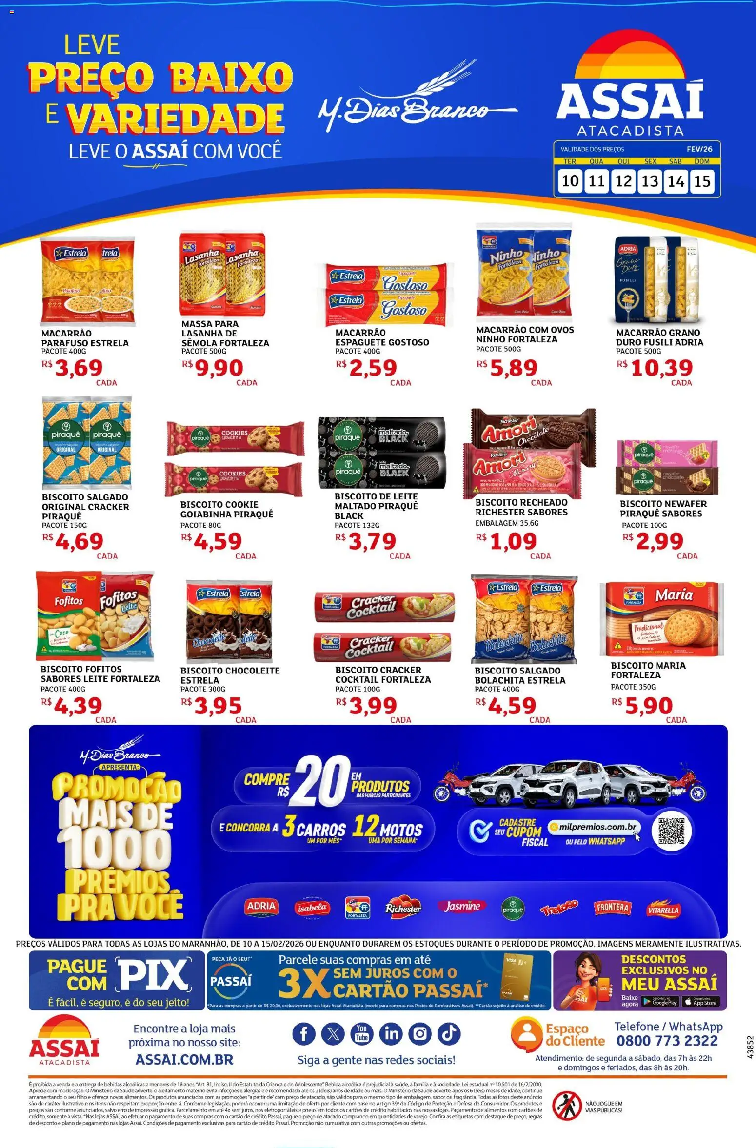 Assaí Atacadista Folheto - válido de 10.02.2026 | Página: 1 | Produtos: Espaguete, Fusili, Pneus, Massa
