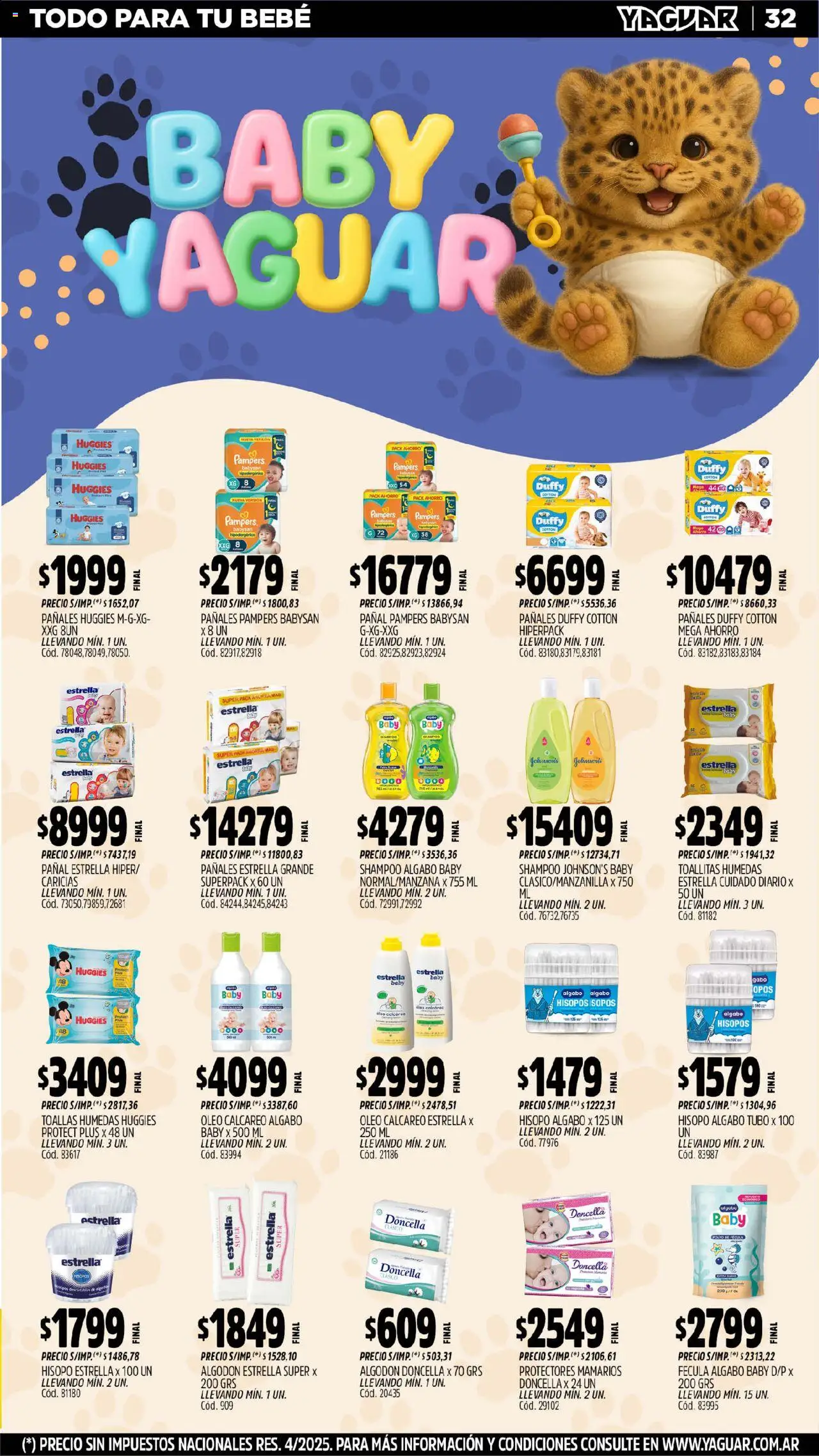 Yaguar - Campana │ válido desde el 15.09.2025 | Página: 31 | Productos: Algodón, Toallas, Toallitas húmedas, Pañales
