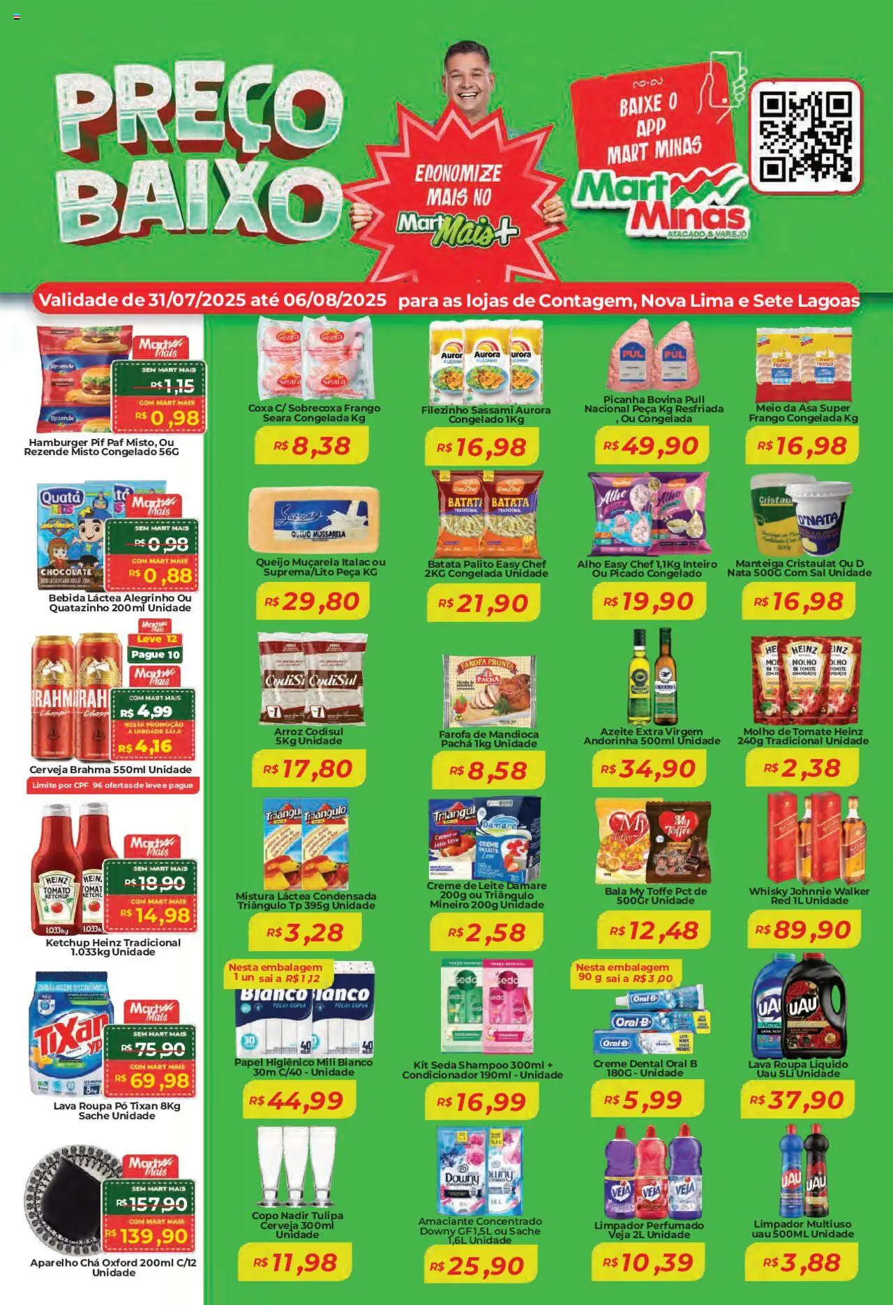 Mart Minas Folheto - válido de 31.07.2025 | Página: 1 | Produtos: Picanha, Saia, Baixo, Bebida