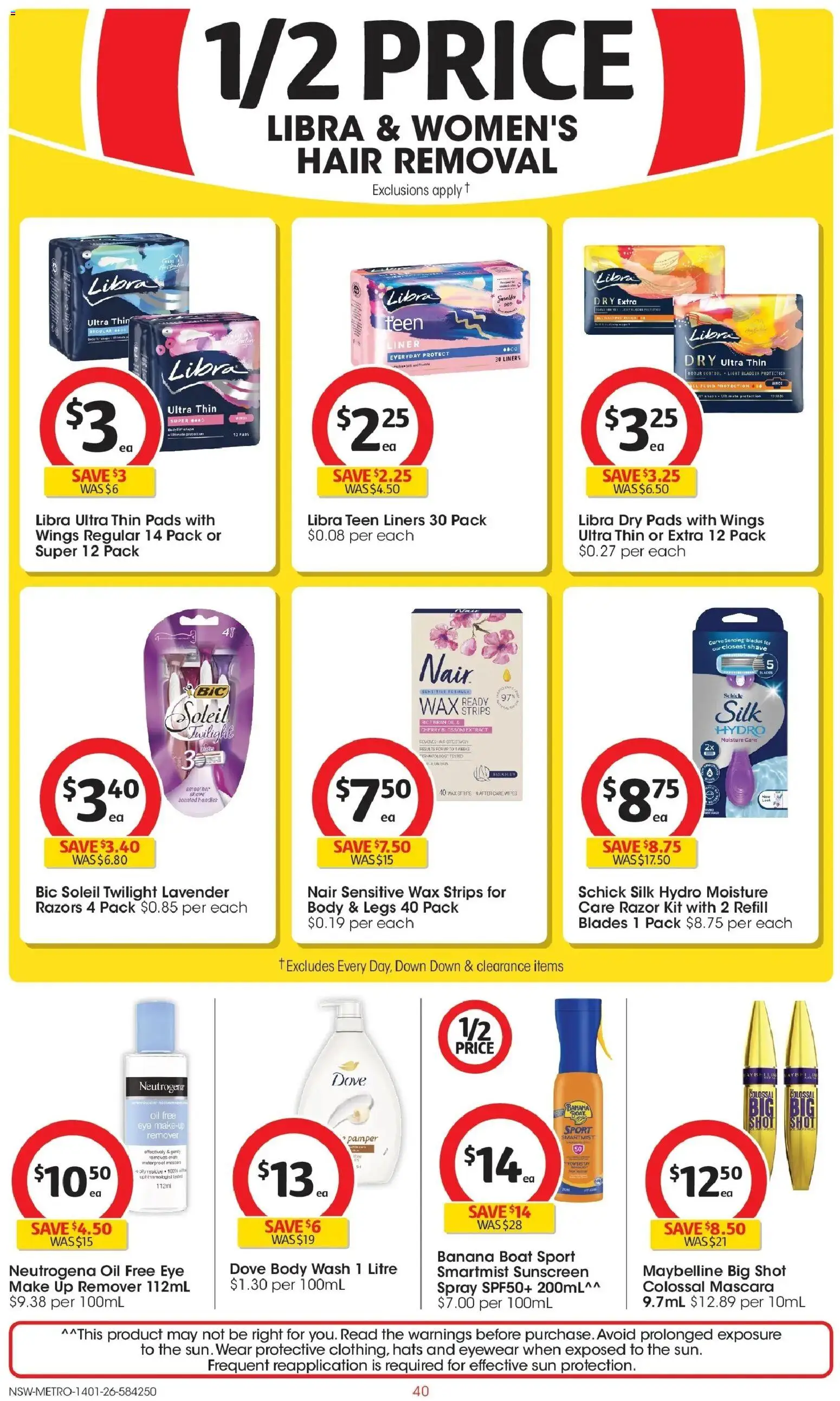 Coles catalogue - valid from 14.01.2026 | Page: 40 | Products: Mascara, Rice, Razor, Hair removal