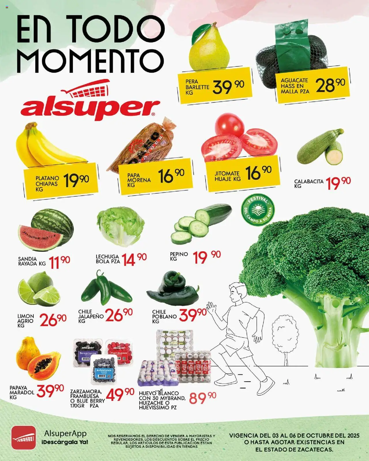 Nuevas ofertas de Alsuper válidas en toda la República Mexicana desde el 03.10.2025. ¡Encuentra las mejores ofertas en Alsuper - Folleto Zacatecas! | Página: 1 | Productos: Limón, Aguacate, Arándanos, Sobre