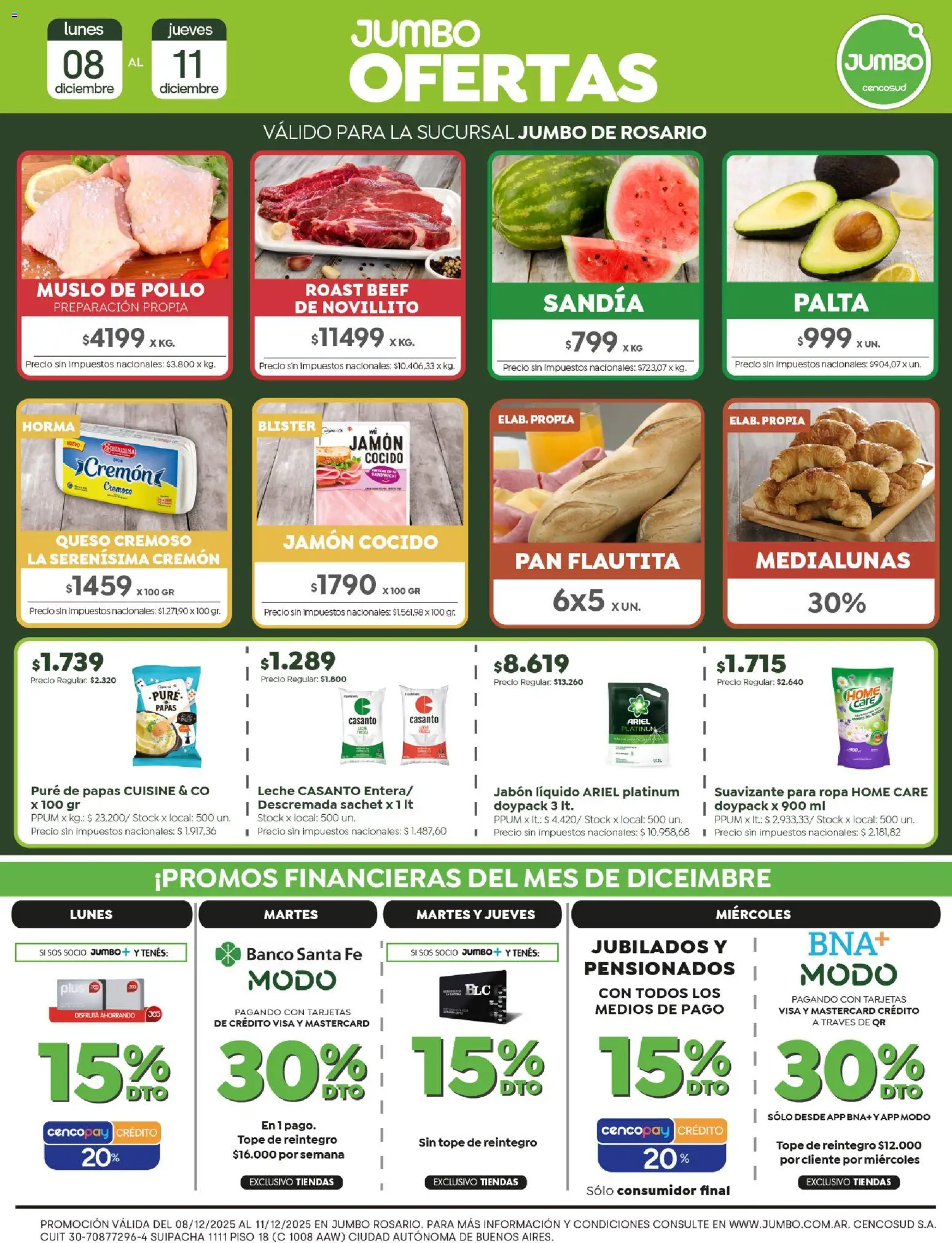Jumbo ofertas │ válido desde el 08.12.2025 | Página: 1 | Productos: Banco, Jamón cocido, Sandía, Pan