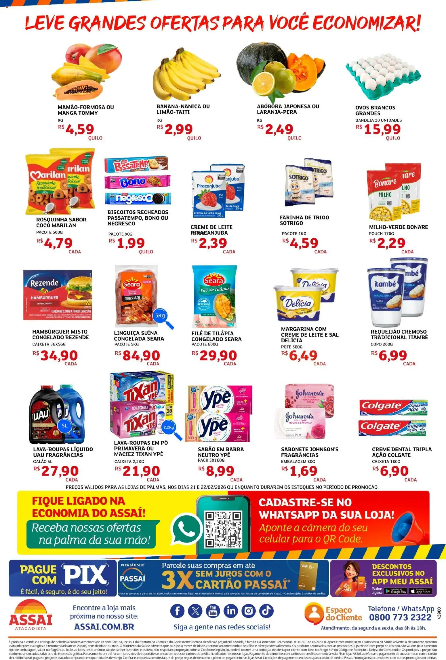 Assaí Atacadista Folheto - válido de 21.02.2026 | Página: 2 | Produtos: Carne, Biscoitos, Sal, Requeijão