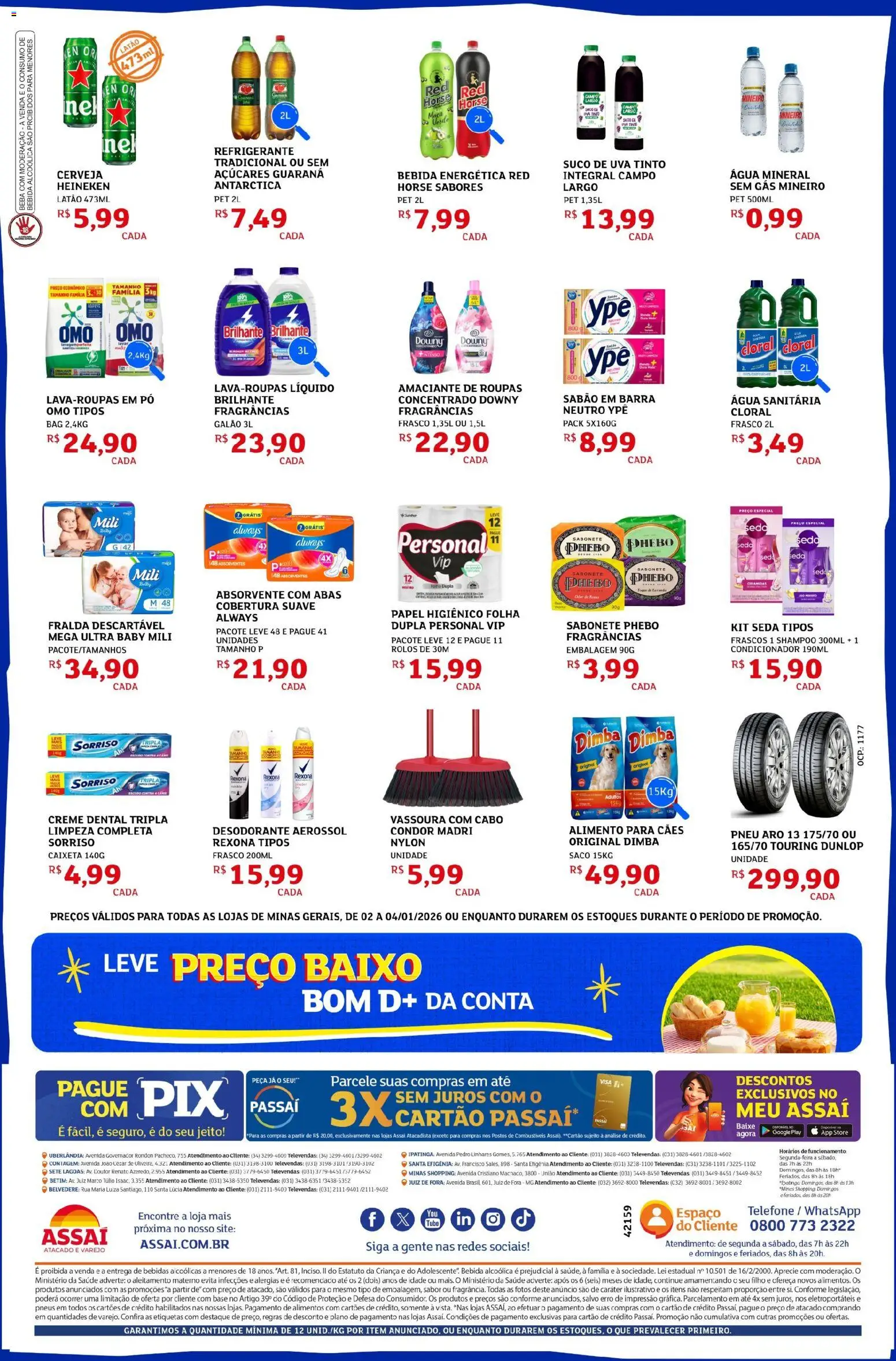 Assaí Atacadista Folheto - válido de 02.01.2026 | Página: 2 | Produtos: Sabão em barra, Pneu, Condicionador, Roupas