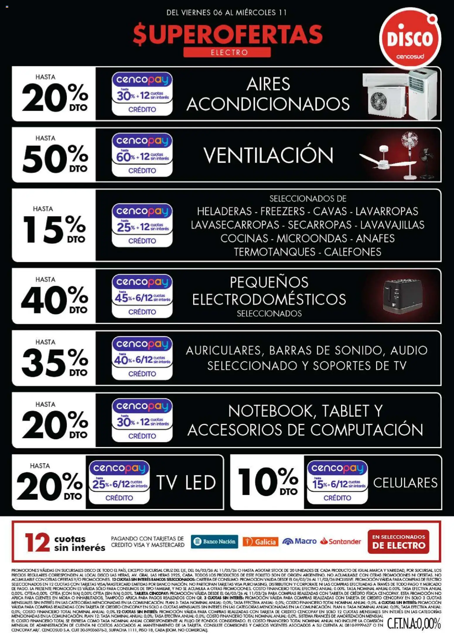 Disco - Ofertas | Electro, T. Libre y más │ válido desde el 06.03.2026 | Página: 1 | Productos: Audio, Cartera, Lavavajillas, Banco