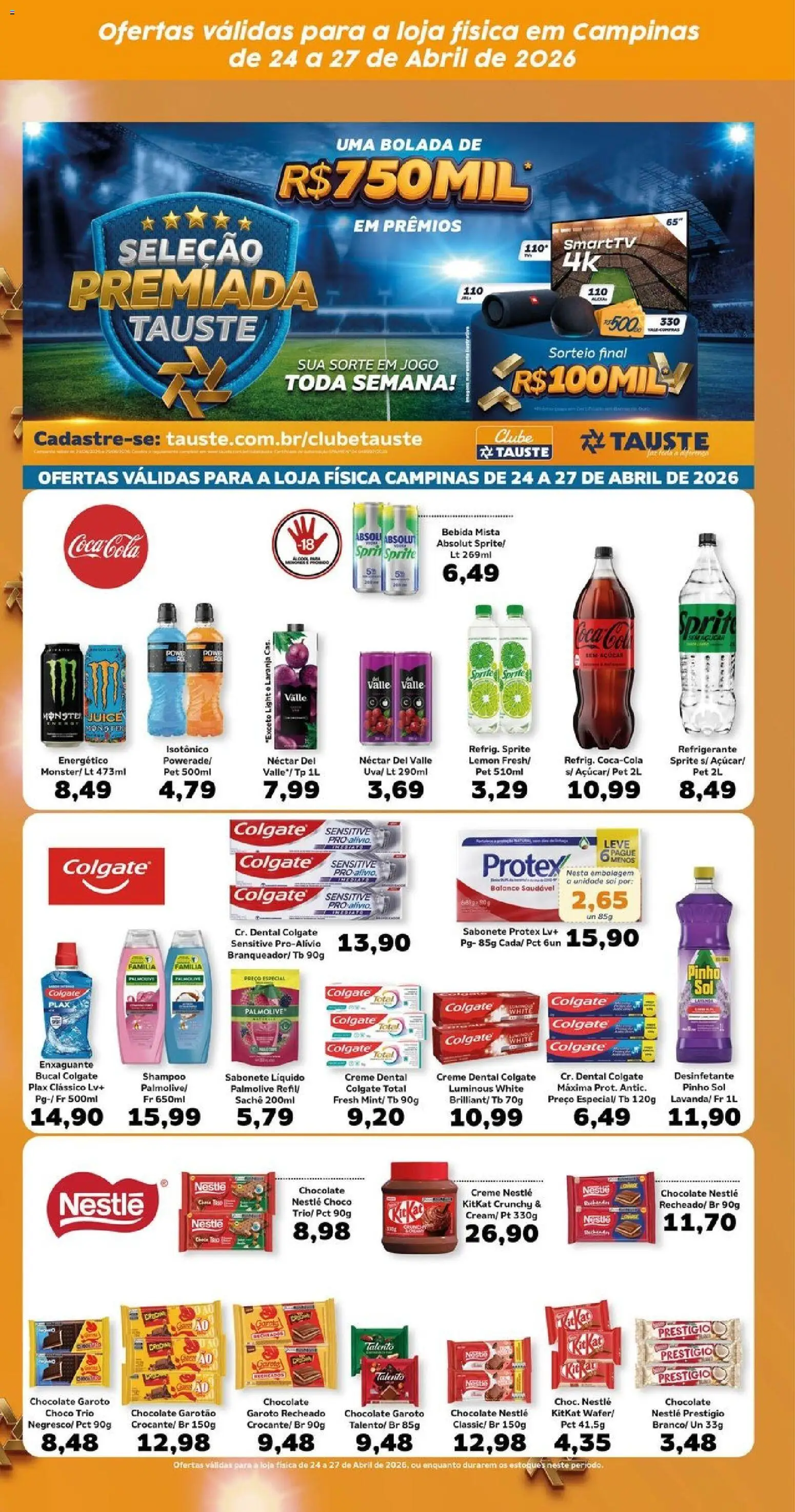 Tauste Folheto - válido de 24.04.2026 | Página: 2 | Produtos: Creme, Bebida, Creme dental, Isotônico