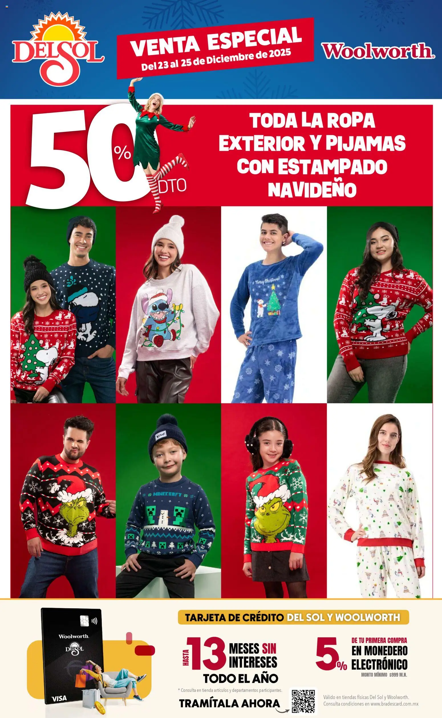 Nuevas ofertas de Del Sol y Woolworth válidas en toda la República Mexicana desde el 23.12.2025. ¡Encuentra las mejores ofertas en Del Sol y Woolworth catálogo Venta Especial de Navidad 3! | Página: 6 | Productos: Monedero, Ropa