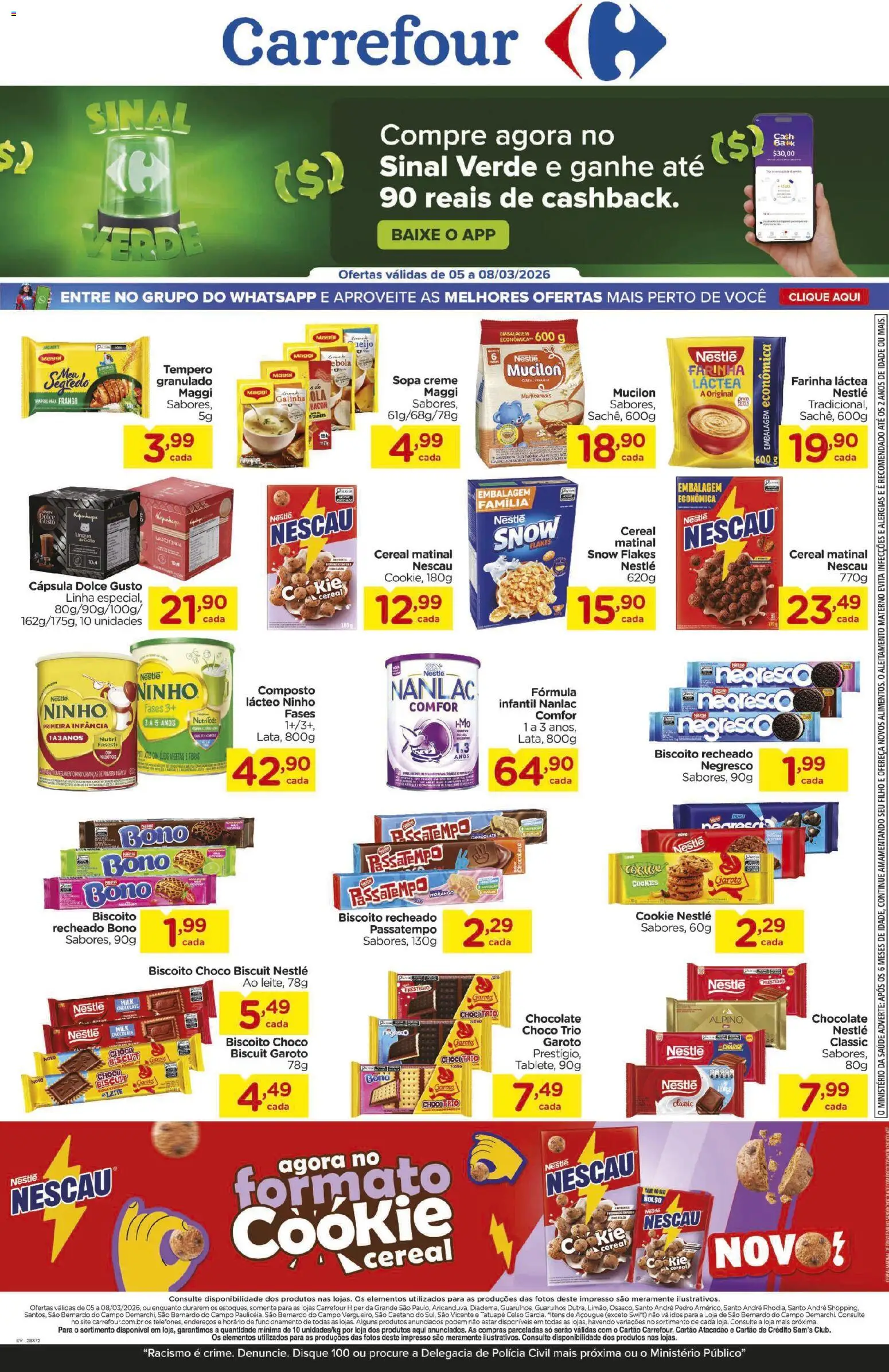 Carrefour Folheto - válido de 05.03.2026 | Página: 1 | Produtos: Creme, Mucilon, Frango, Cookies