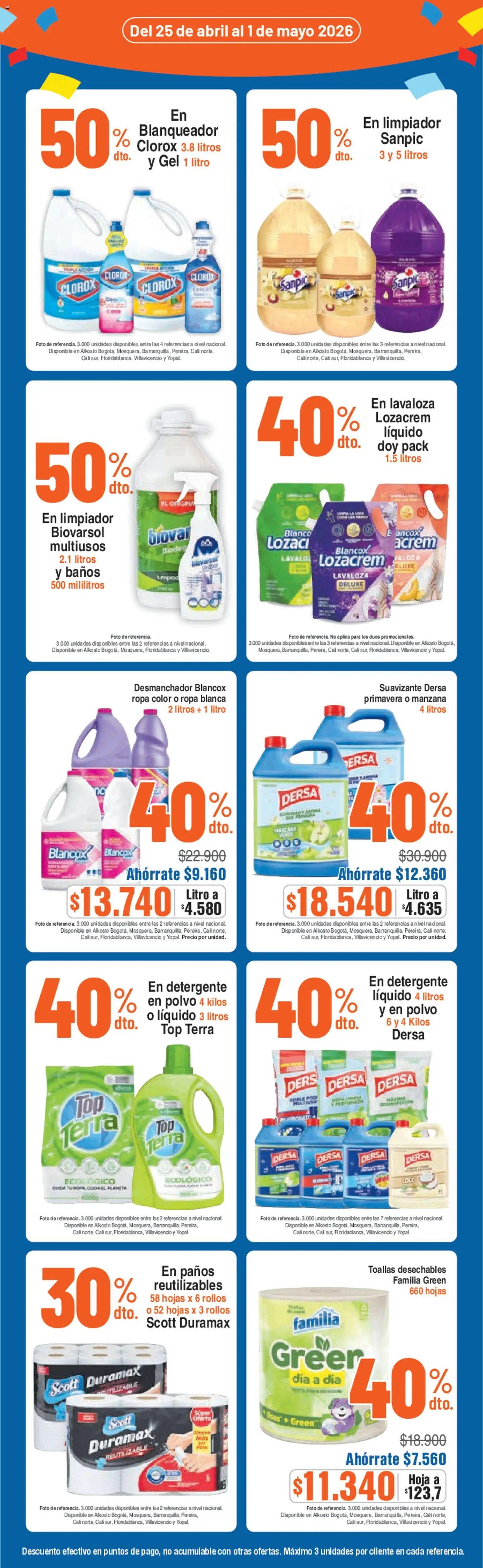 Alkosto revista - valida desde el 25.04.2026 | Página: 6 | Productos: Blanqueador, Suavizante, Manzana, Ropa