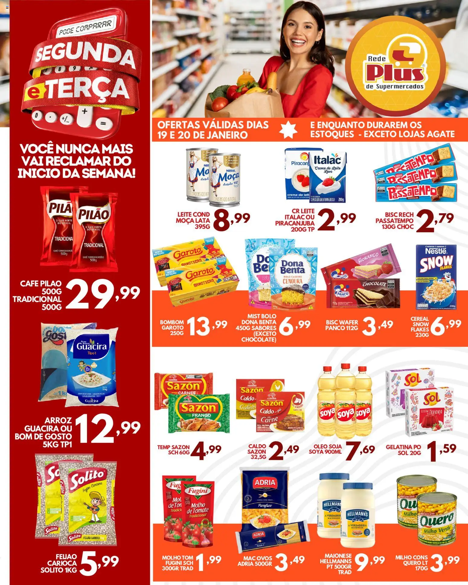 Rede Plus Supermercados Folheto - válido de 19.01.2026 | Página: 3 | Produtos: Feijão, Óleo, Chocolate, Creme de leite