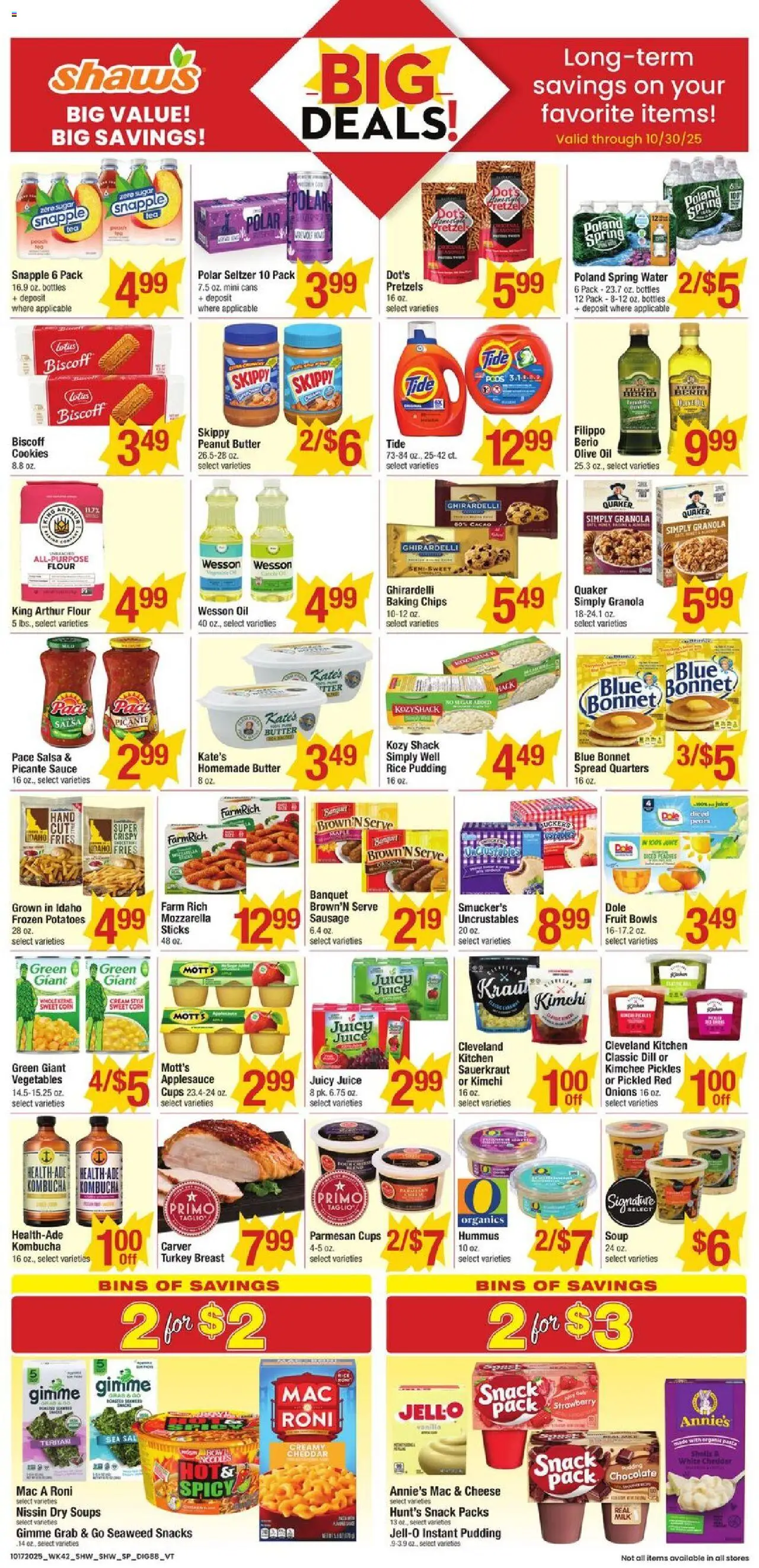 Shaw's Weekly Ad - VT - valid from 17.10.2025 | Page: 8 | Products: Peaches, Butter, Juice, Rice
