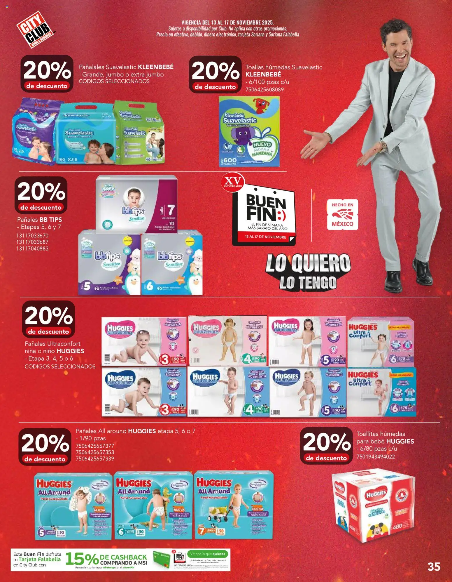 Nuevas ofertas de City Club válidas en toda la República Mexicana desde el 12.11.2025. ¡Encuentra las mejores ofertas en City Club Buen Fin! | Página: 35 | Productos: Manzana, Toallitas húmedas, Pañales, Toallas