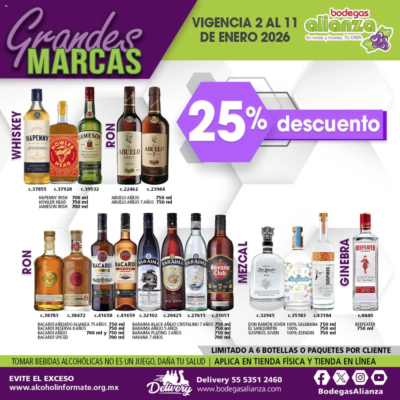 Nuevas ofertas de Bodegas Alianza válidas en toda la República Mexicana desde el 02.01.2026. ¡Encuentra las mejores ofertas en Bodegas Alianza catálogo Grandes Marcas! | Página: 5 | Productos: Whiskey, Ginebra