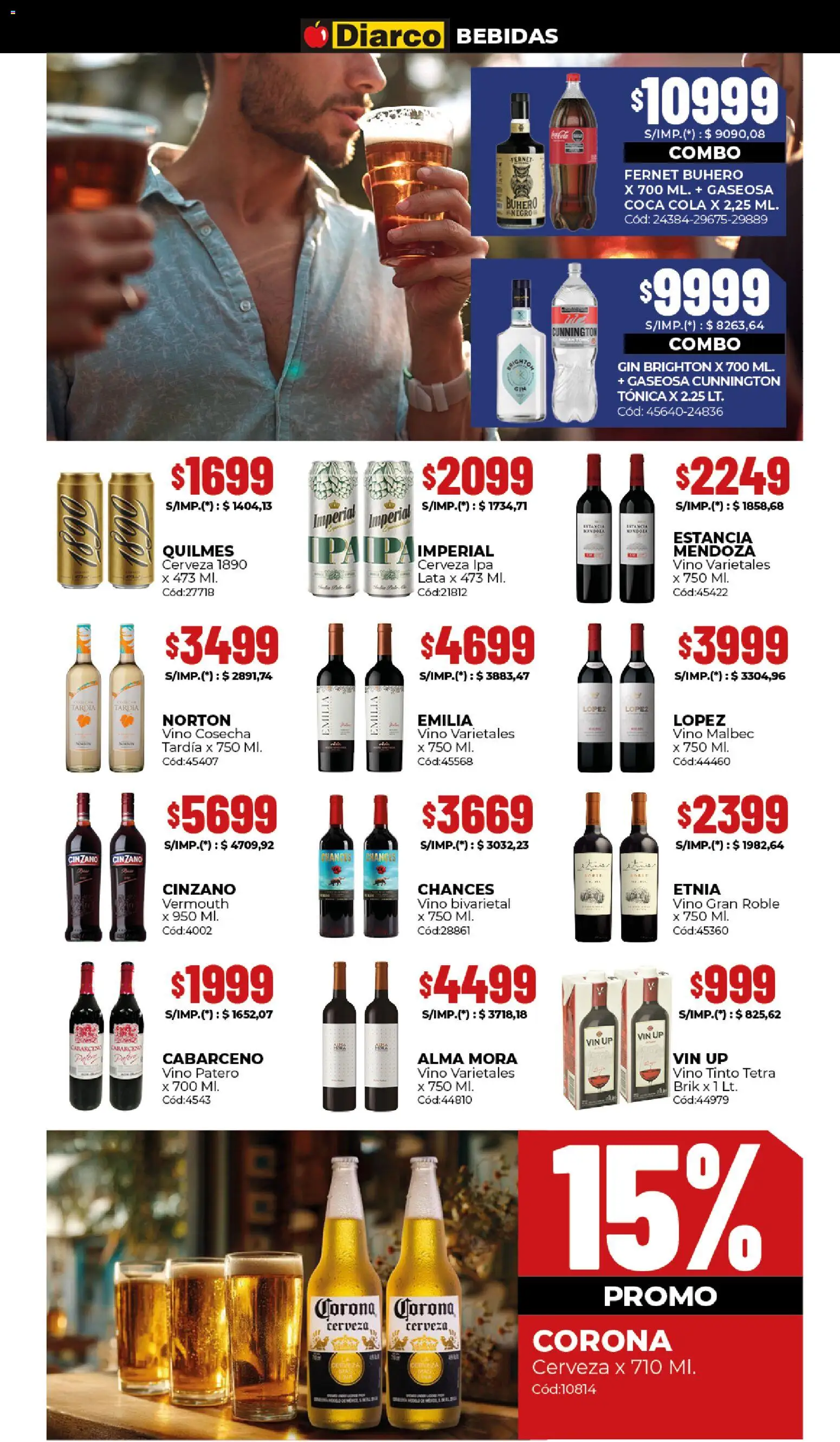 Diarco ofertas │ válido desde el 22.12.2025 | Página: 8 | Productos: Gin, Fernet, Vino, Cerveza