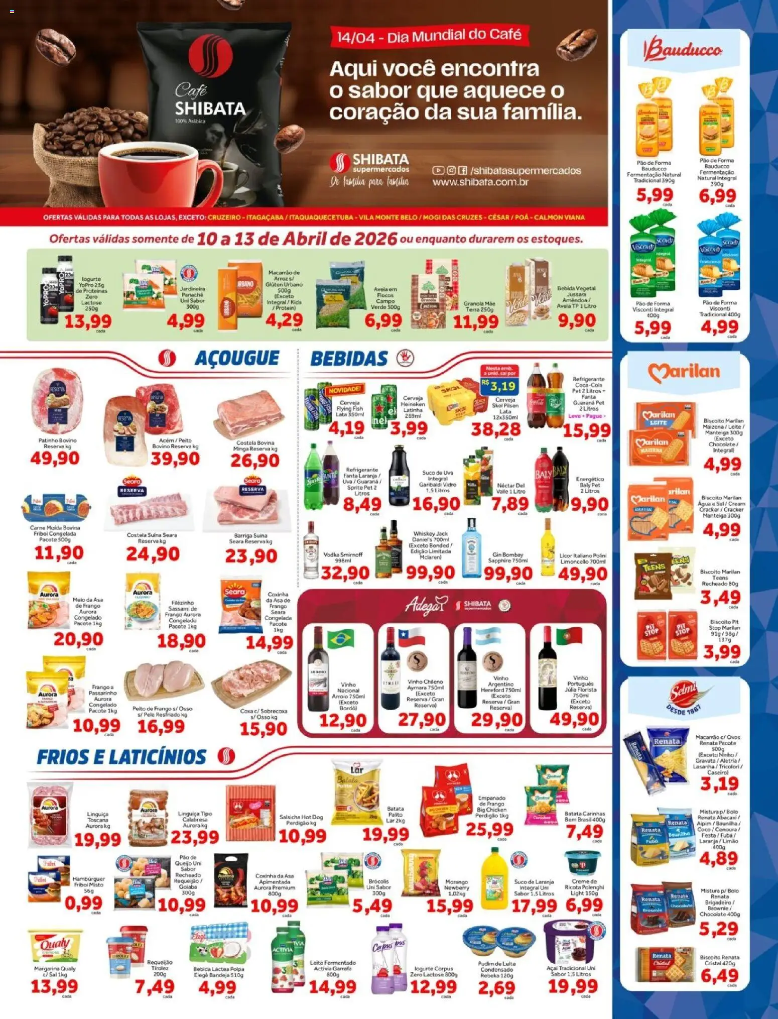 Shibata Folheto - válido de 10.04.2026 | Página: 1 | Produtos: Biscoito, Leite, Macarrão, Vodka
