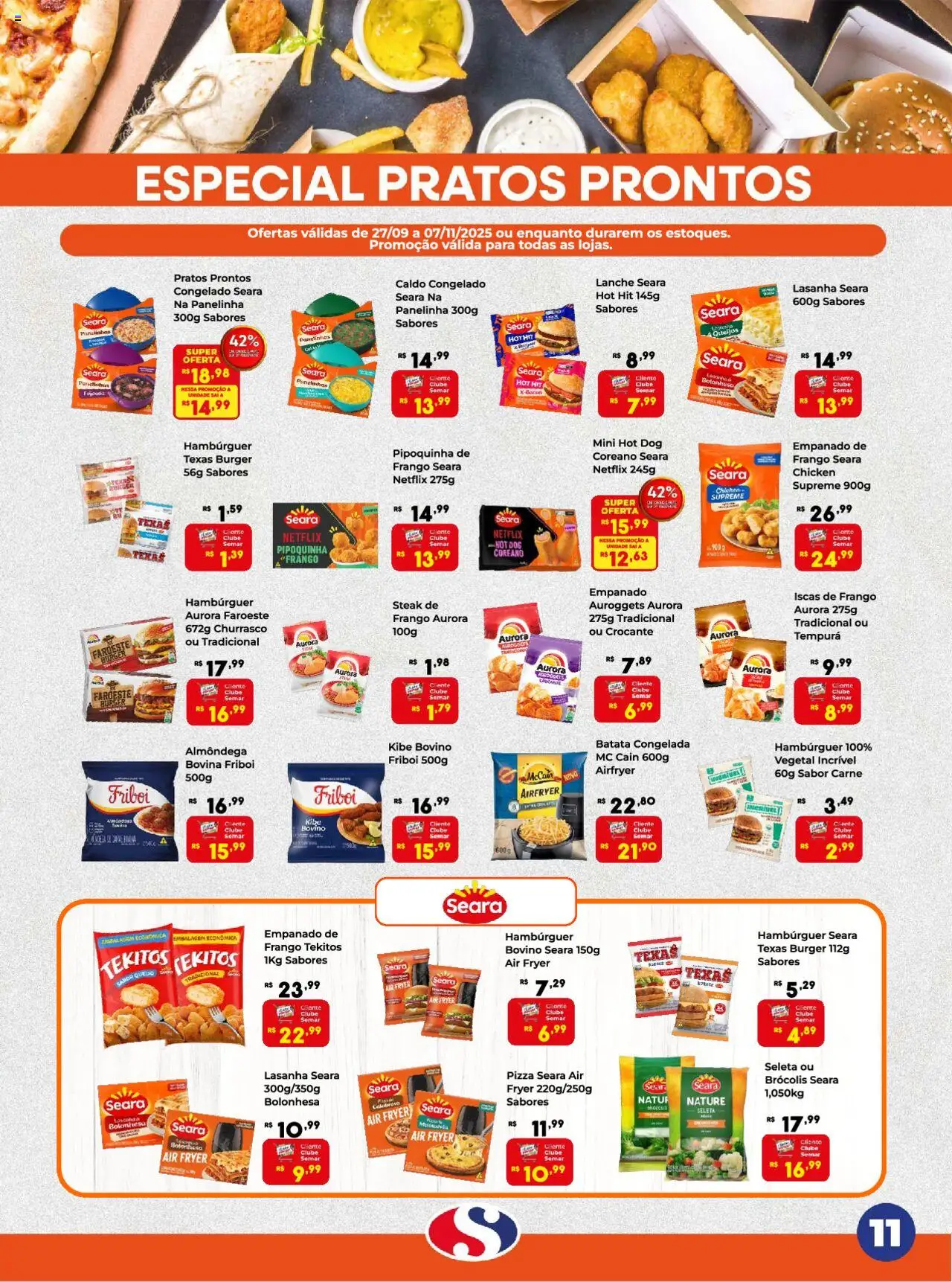 Semar Supermercado Folheto - válido de 27.09.2025 | Página: 11 | Produtos: Air fryer, Hambúrguer, Lasanha, Brócolis