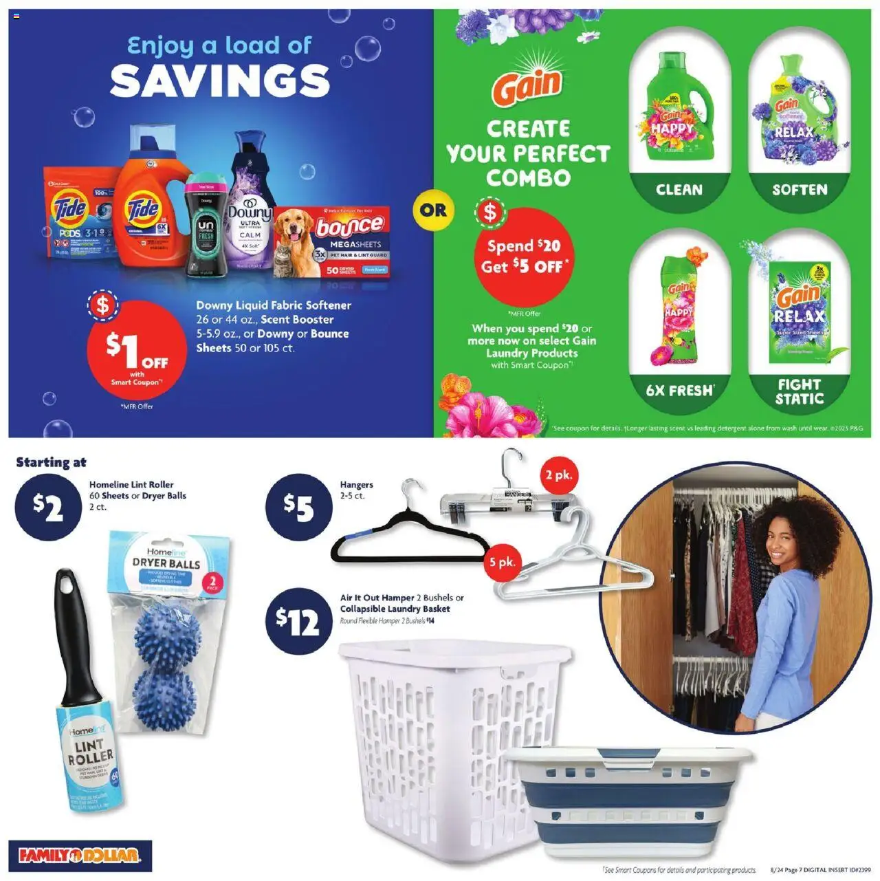 Family Dollar Weekly Ad - valid from 24.08.2025 | Page: 9 | Products: Basket, Fabric softener, Detergent, Dryer