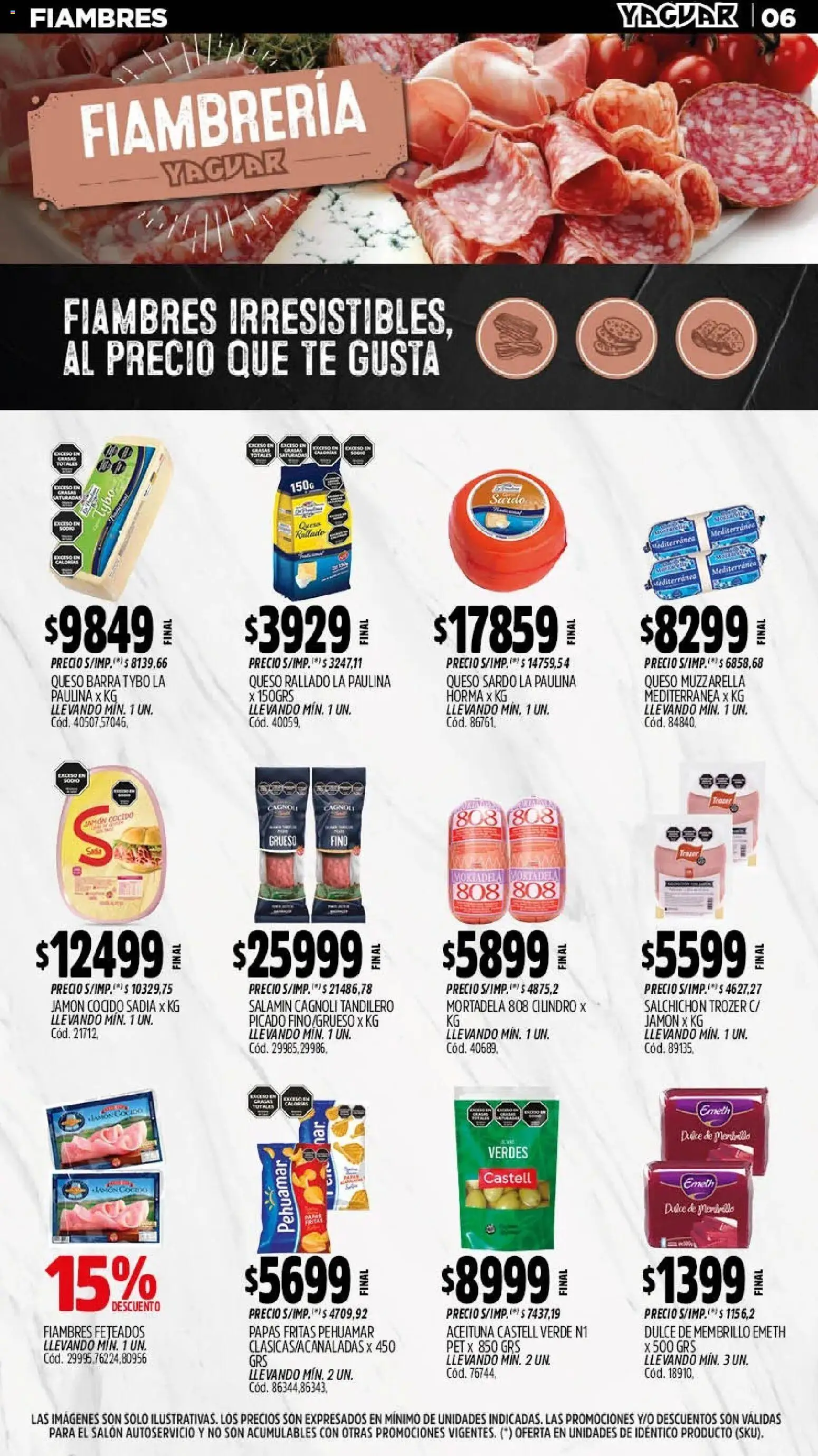 Yaguar catálogo │ válido desde el 13.04.2026 | Página: 6 | Productos: Jamón cocido, Mortadela, Té, Papas fritas