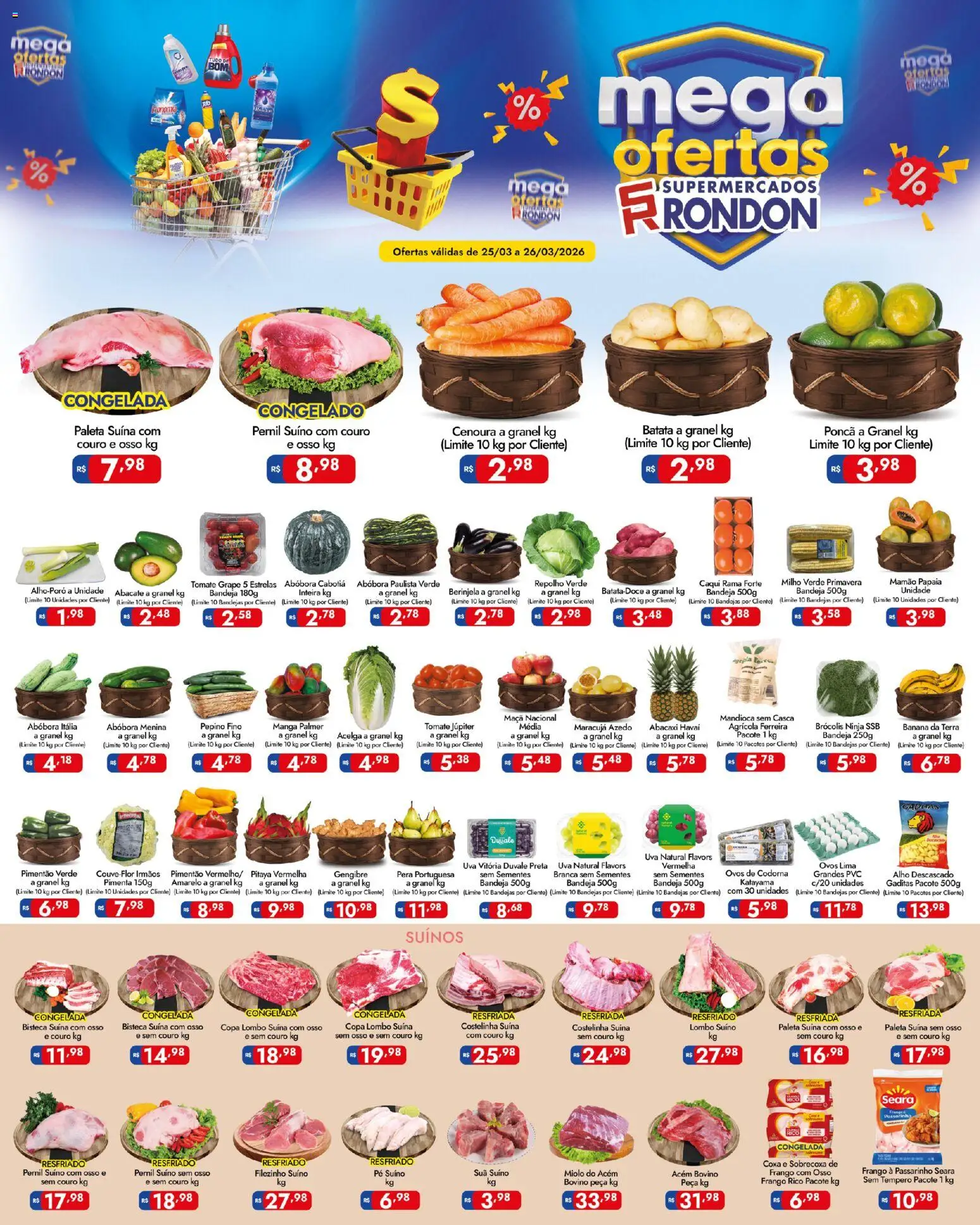 Supermercados Rondon Folheto - válido de 25.03.2026 | Página: 1 | Produtos: Pó, Pimenta, Acém, Cenoura