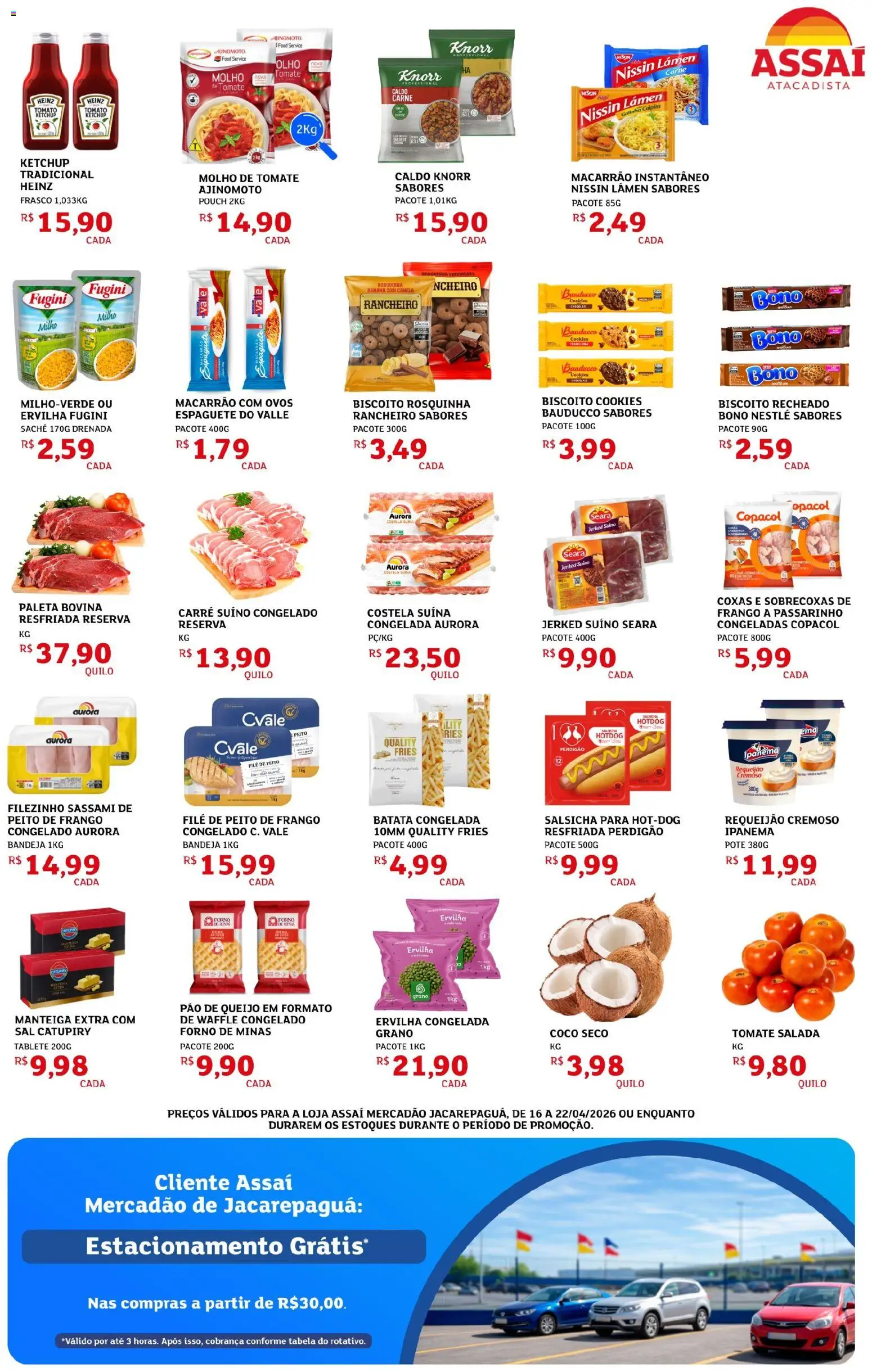 Assaí Atacadista Folheto - válido de 16.04.2026 | Página: 3 | Produtos: Pão, Bandeja, Rosquinha, Peito de frango