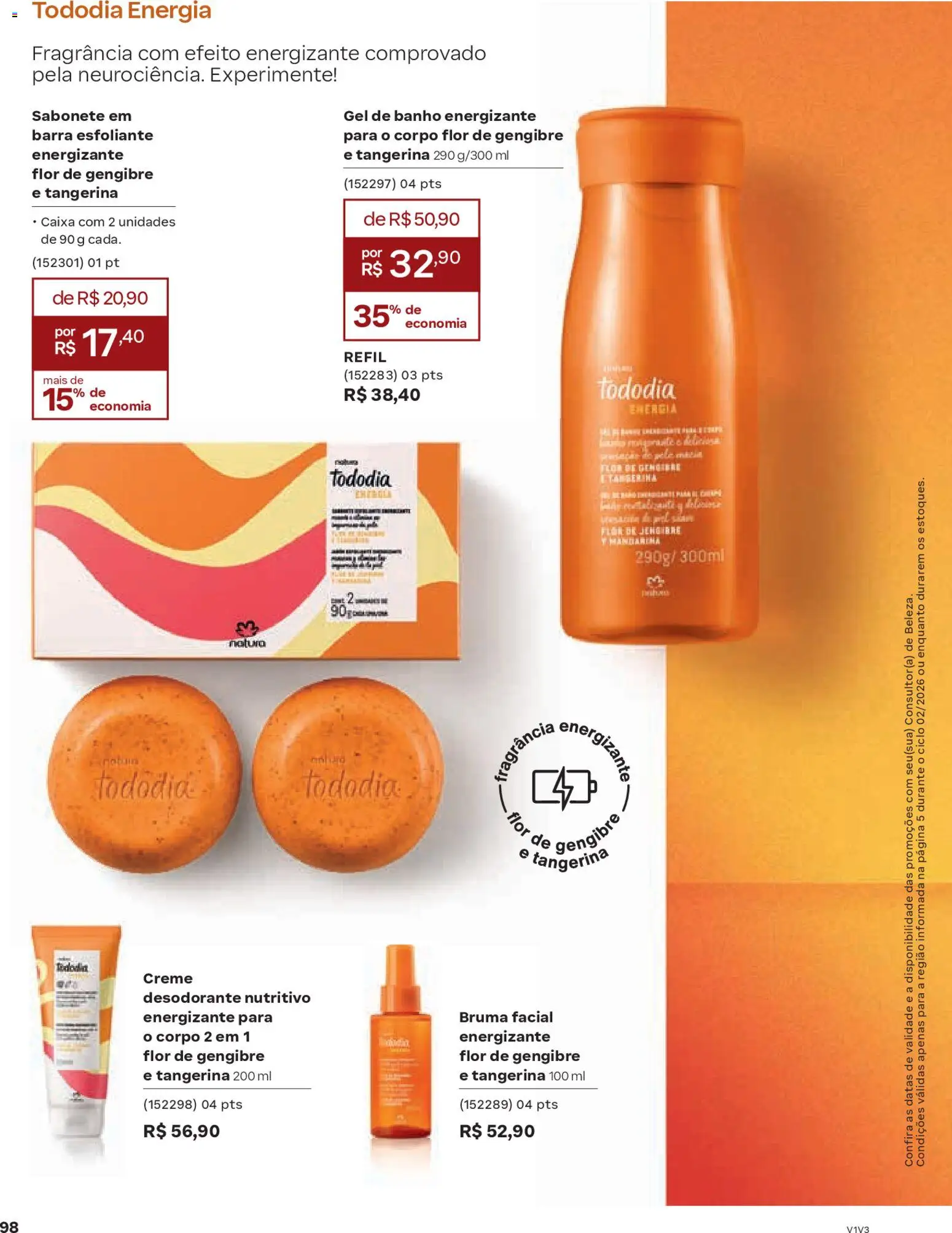 Natura Folheto - válido de 13.01.2026 | Página: 98 | Produtos: Gel de banho, Desodorante, Creme, Sabonete