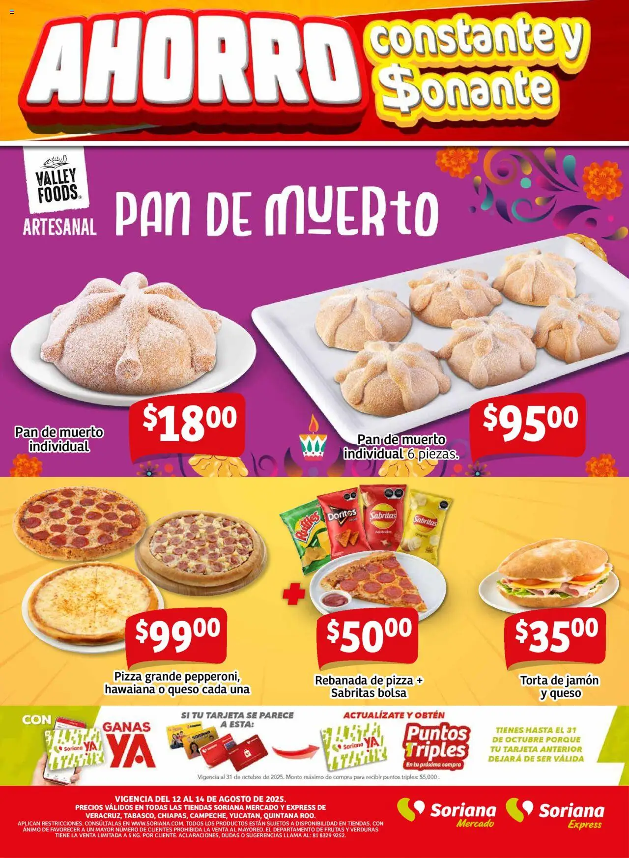 Nuevas ofertas de Soriana válidas en toda la República Mexicana desde el 12.08.2025. ¡Encuentra las mejores ofertas en Soriana - Frescos del Mandado Mercado Ver, Tab, Chis, Camp, Yuc y Q. Roo! | Página: 2 | Productos: Bolsa, Pan, Jamón, Pizza